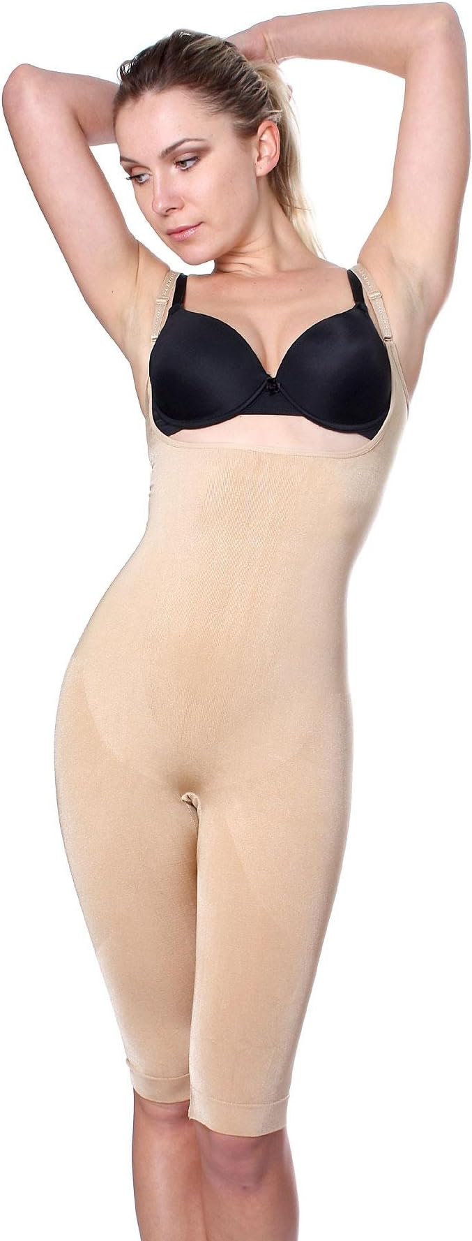 Womens Stretch Black Tan Seamless Body Shape Suit Shapewear
