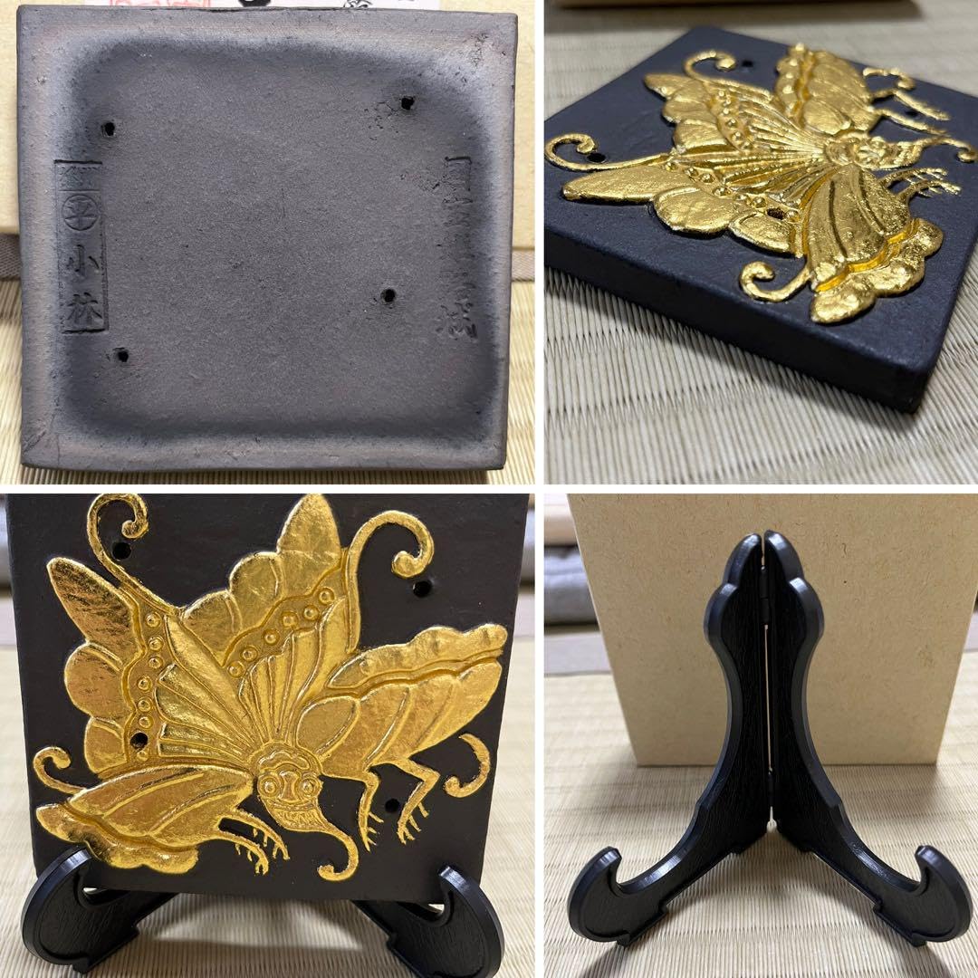 Amazon.co.jp: 国宝姫路城 幻の瓦 皿立付き 飾り瓦 純金箔