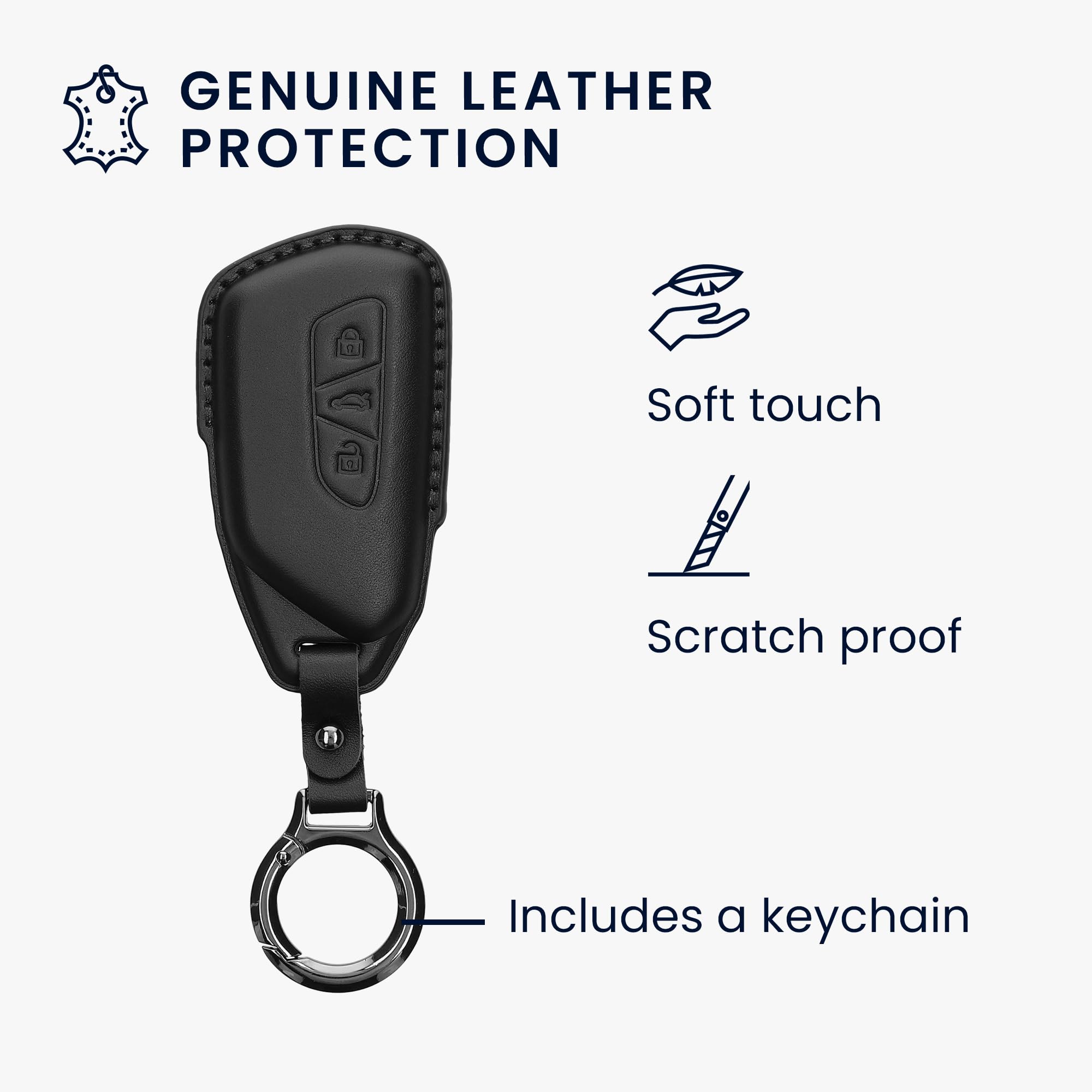 kwmobile Premium Leder Autoschlüssel Schutzhülle kompatibel mit VW Golf 8 3-Tasten Autoschlüssel Hülle - Schlüssel Tasche - Schwarz