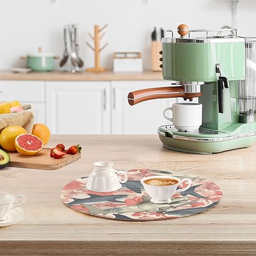 Miniatura 6 de Tapete de salvamanteles grande con patrón de tiburón y cuadros blancos y naranjas, 3 piezas, posavasos grandes, tapete de algodón para platos