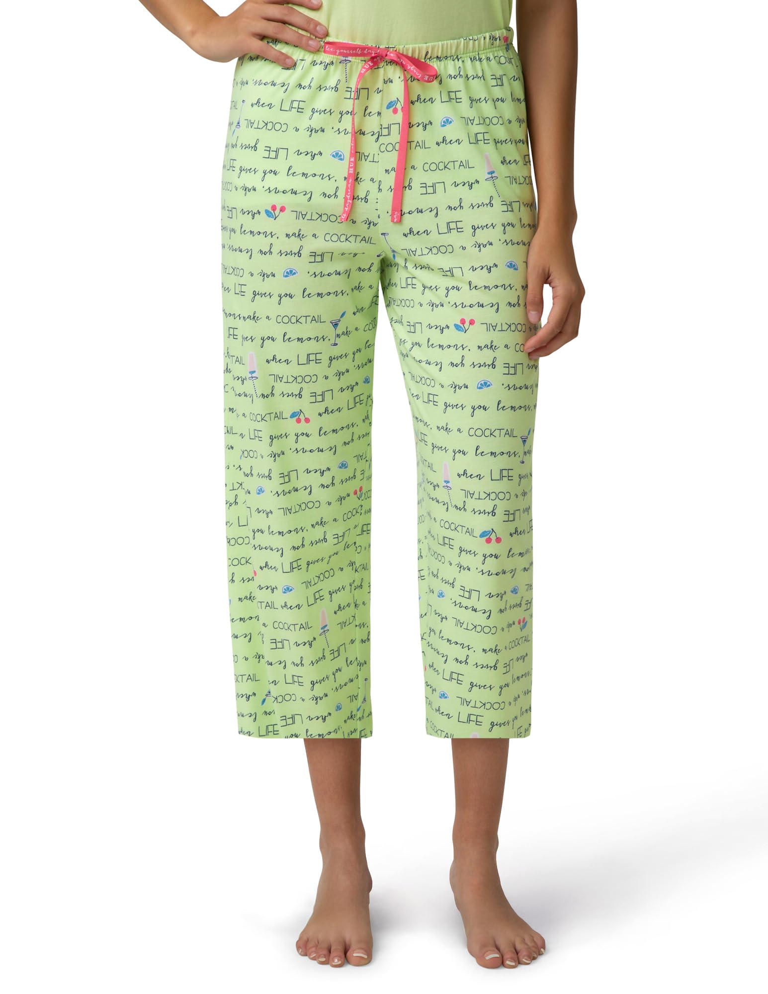 HUE Women's Spring Pajama Separates Soft Whimsical Print Pjs with Flowers, Animals, Garden Themed Pjs, Cocktails