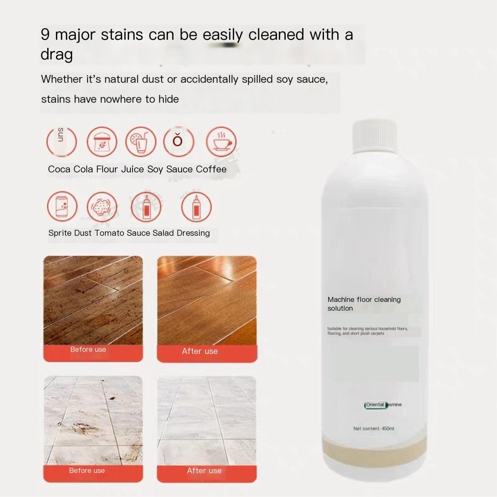Líquido Limpiador De Suelos. Compatible Para Midea GX5/x7/r6Max. 450 Ml (15,2 Onzas Líquidas). Para Suelo De Madera(2pc)