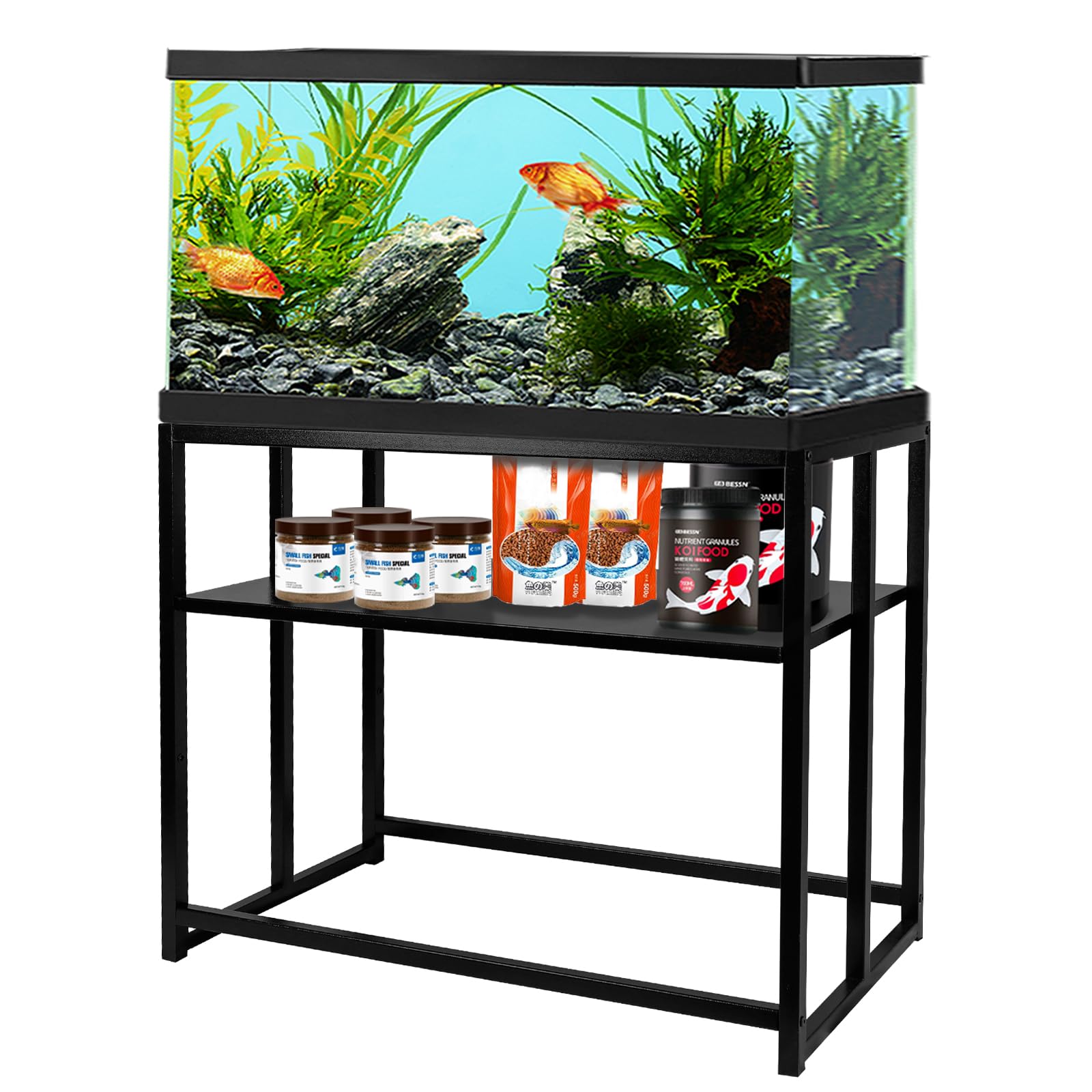 Fish Tank Stand Metal Aquarium Stand 40 Gallon Aquarium Turtle Tank Stand,Load Capacity 1000 LBS 36.5" x 18.5" x 29.5" Double-Layer Detachable Design