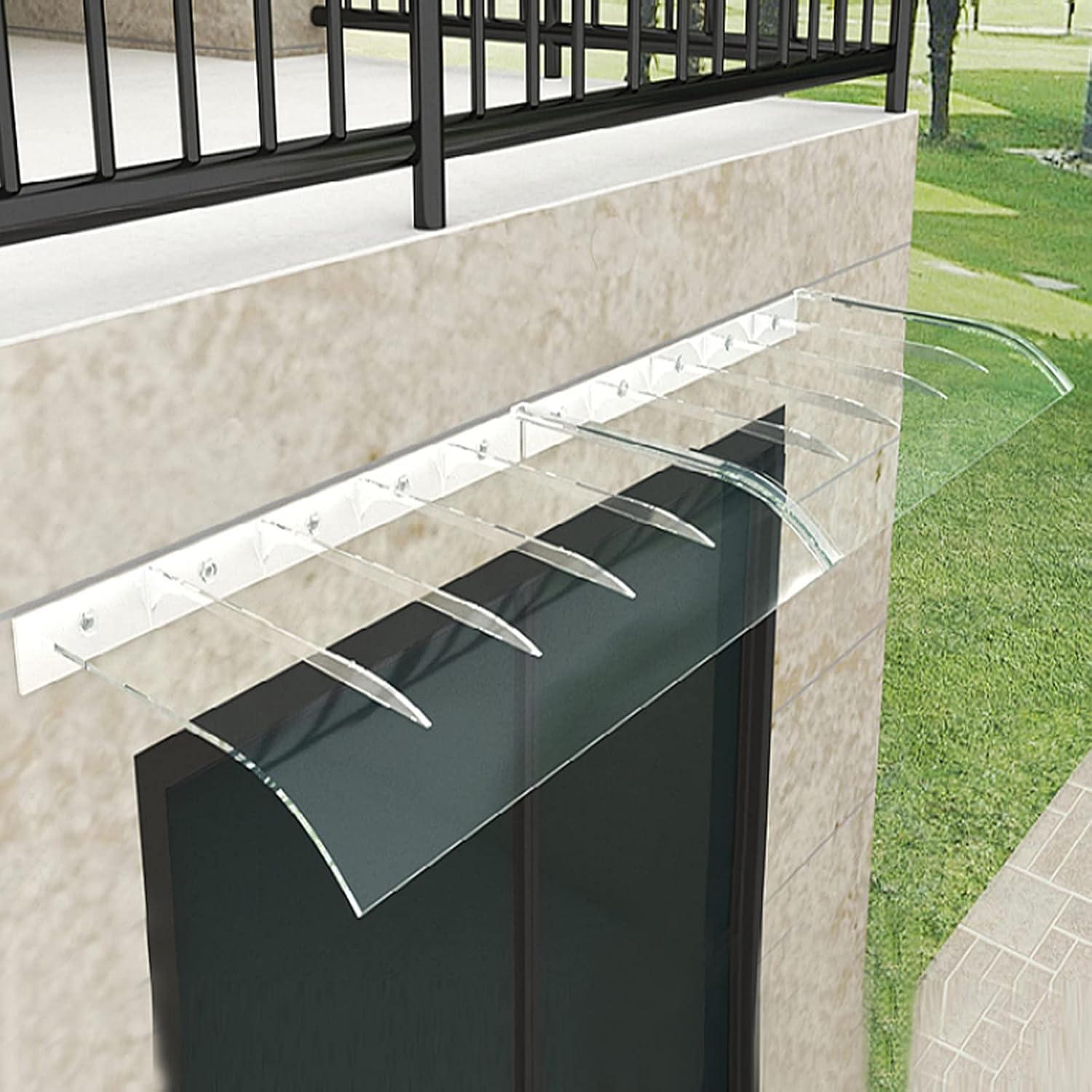 GJZQDKX Rain Canopy Awning for Entrance Doors & Windows UV Protection Polycarbonate Cover 40x50cm (16x20in) Outdoor Porch & Terrace Shelter Rain Shield.