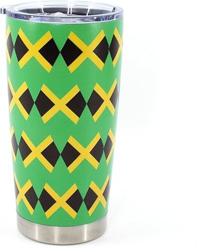 Miniatura 10 de Vaso de 20 onzas con tapa, acero inoxidable aislado al vacío de doble pared, taza de café aislada duradera, bandera de Jamaica, Reggea, Rasta,