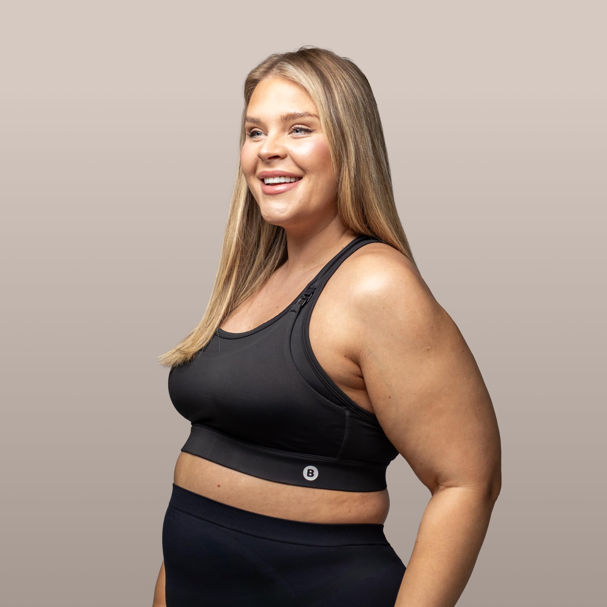 BABYGO® Reggiseno sportivo per allattamento al seno con supporto ad alto impatto, reggiseno premaman per gravidanza, senza cuciture, senza fili, con cuscinetti rimovibili per il massimo comfort, nero