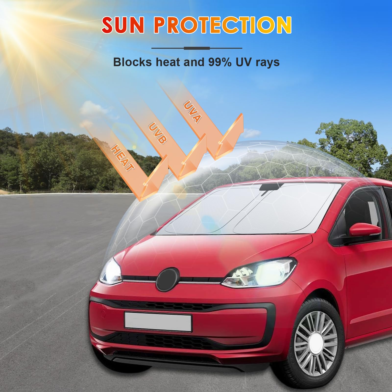 [Actualización] BSTW Parasol Plegable para 2013-2023 VW UP/Seat MII/Skoda Citigo Cubierta para Parabrisas con Protección UV y Térmica Parasol VW Up Accesorios