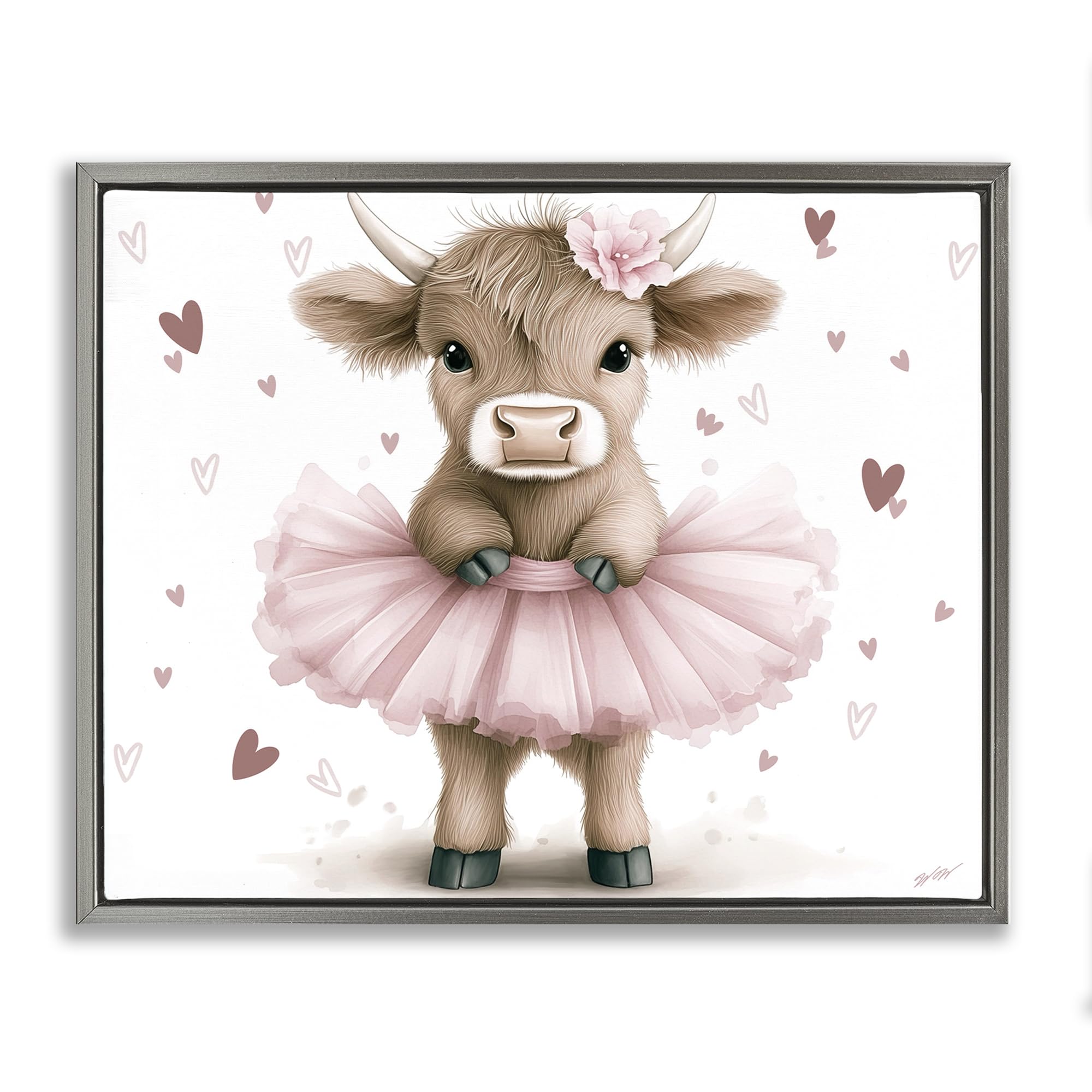 Stupell Industries Luster Gray (Matte) 'Baby Calf With Tutu'| Floating Frame Canvas Art