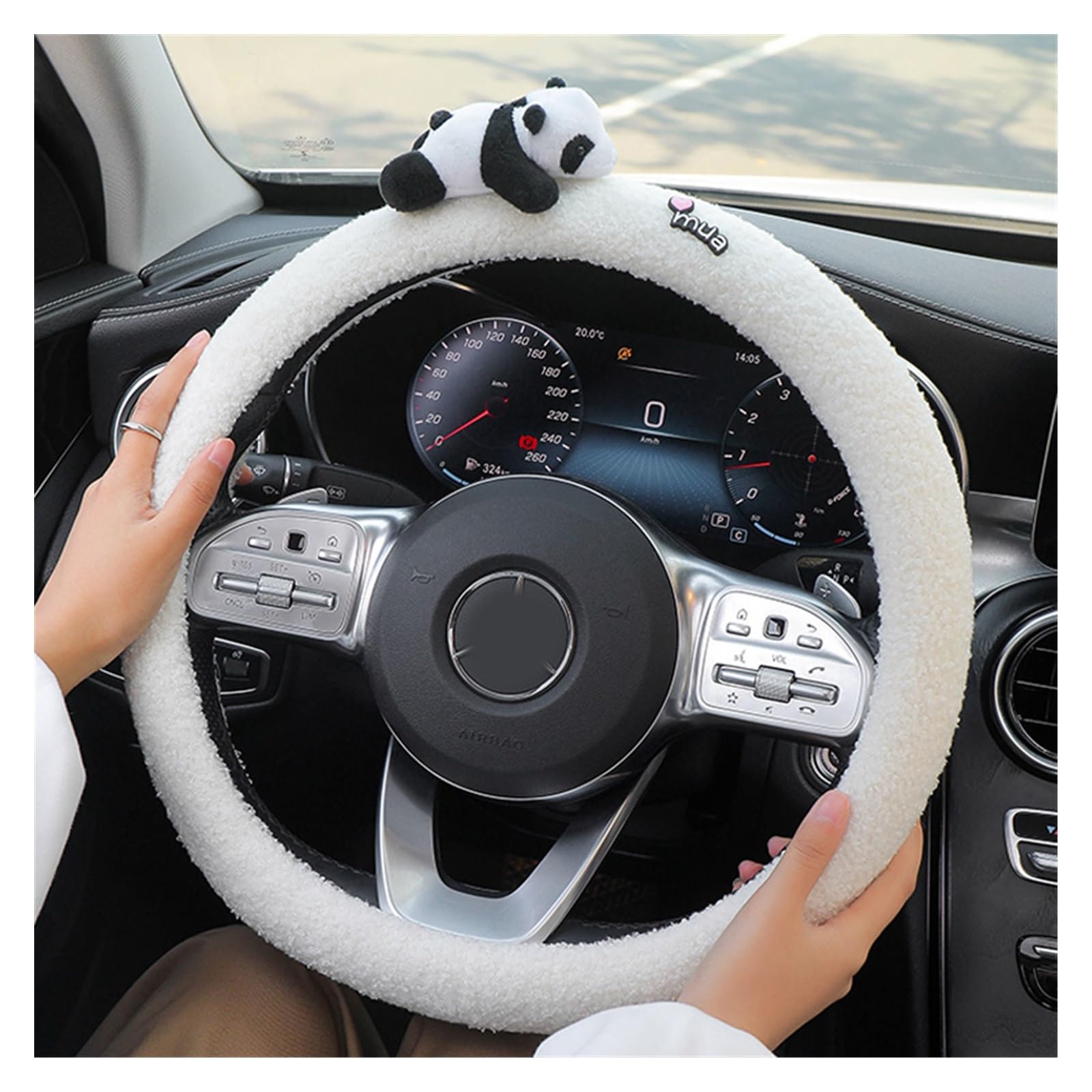 Housse de siège de voiture panda en peluche douce et chaude pour l'hiver