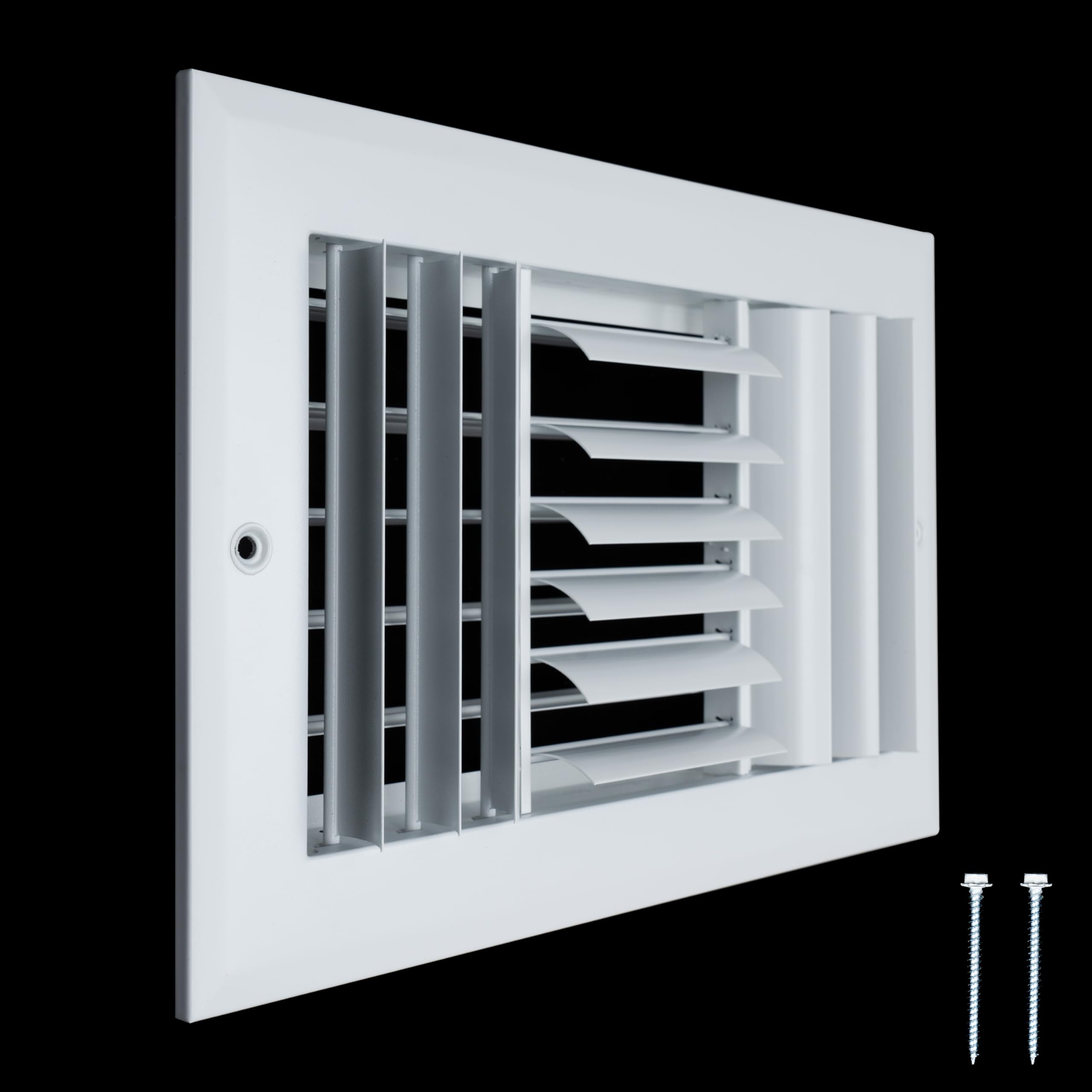 Handua 25,4 x 15,2 cm (l x H) [ouverture du conduit] Grille d'alimentation en air réglable en aluminium sur 3 voies | Grille d'aération pour paroi latérale et plafond | Blanc | Dimensions extérieures