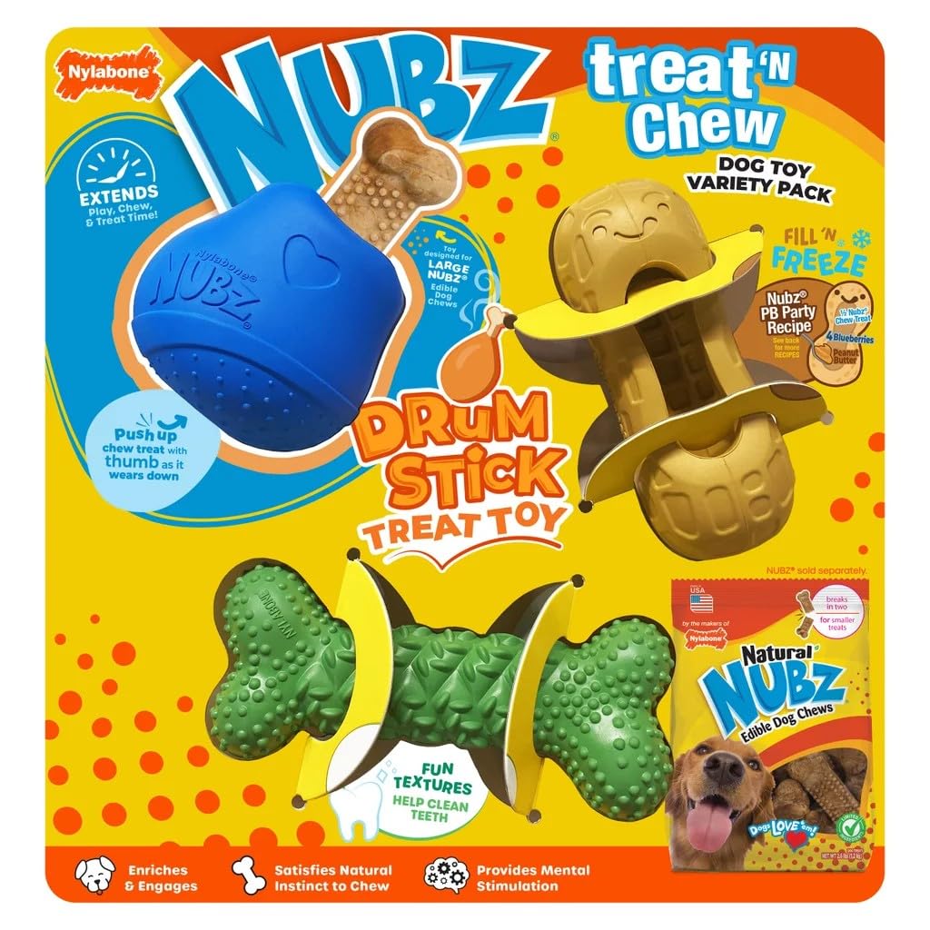 Pet Supplies : Nylabone NUBZ Treat N' Chew Dog Toy Variety Pack