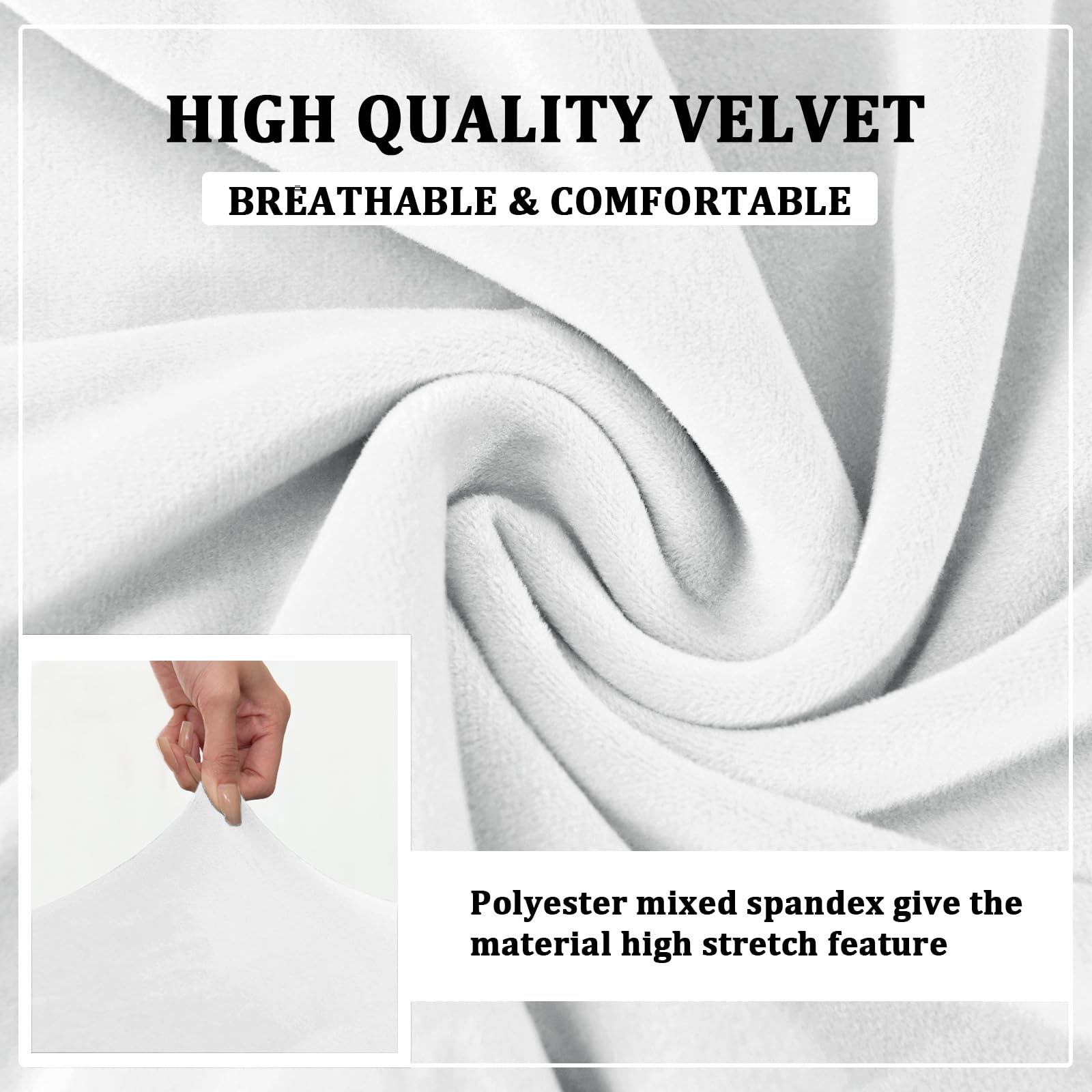 Set di 6 coprisedie rimovibili in velluto elasticizzato per sedie da pranzo, schienale curvo e braccioli, per cucina, soggiorno, sgabelli da bar, colore: bianco