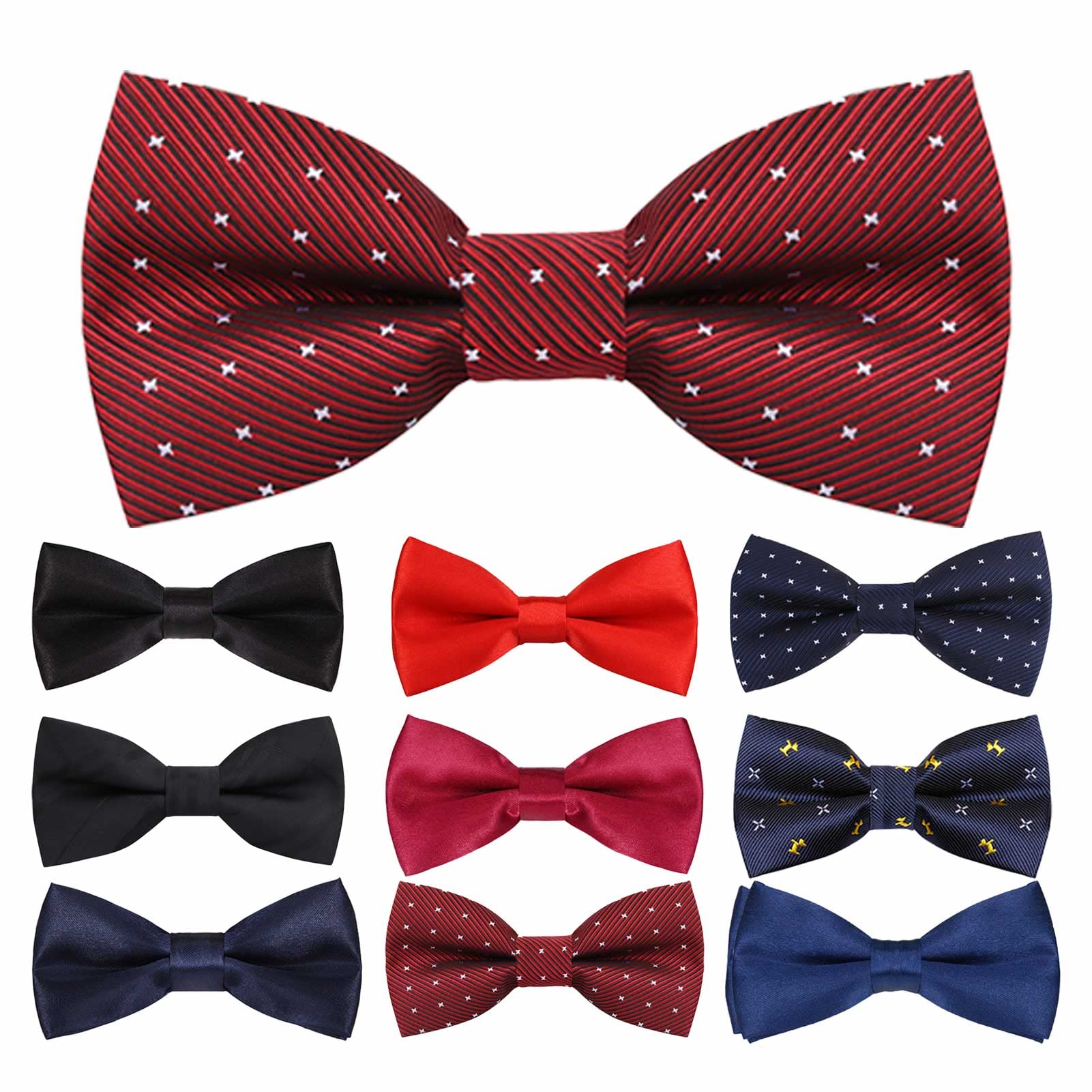 Niños Pajarita 10 * 5cm Poliéster Clásico Lazo Ajustable en Color Liso con Cierre de Gancho Elástico Fancy Pajaritas Lisas para Fiesta de Boda/Casual/Formal/Ocasiones de Negocios
