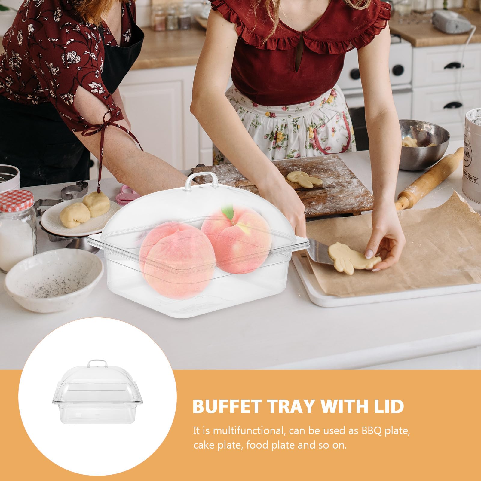 Vassoio Trasparente per Frutta in PC con Coperchio 5l, Piastra Multifunzionale per Buffet e Conservazione Alimenti, Porta Dessert per Casa e Ristorazione
