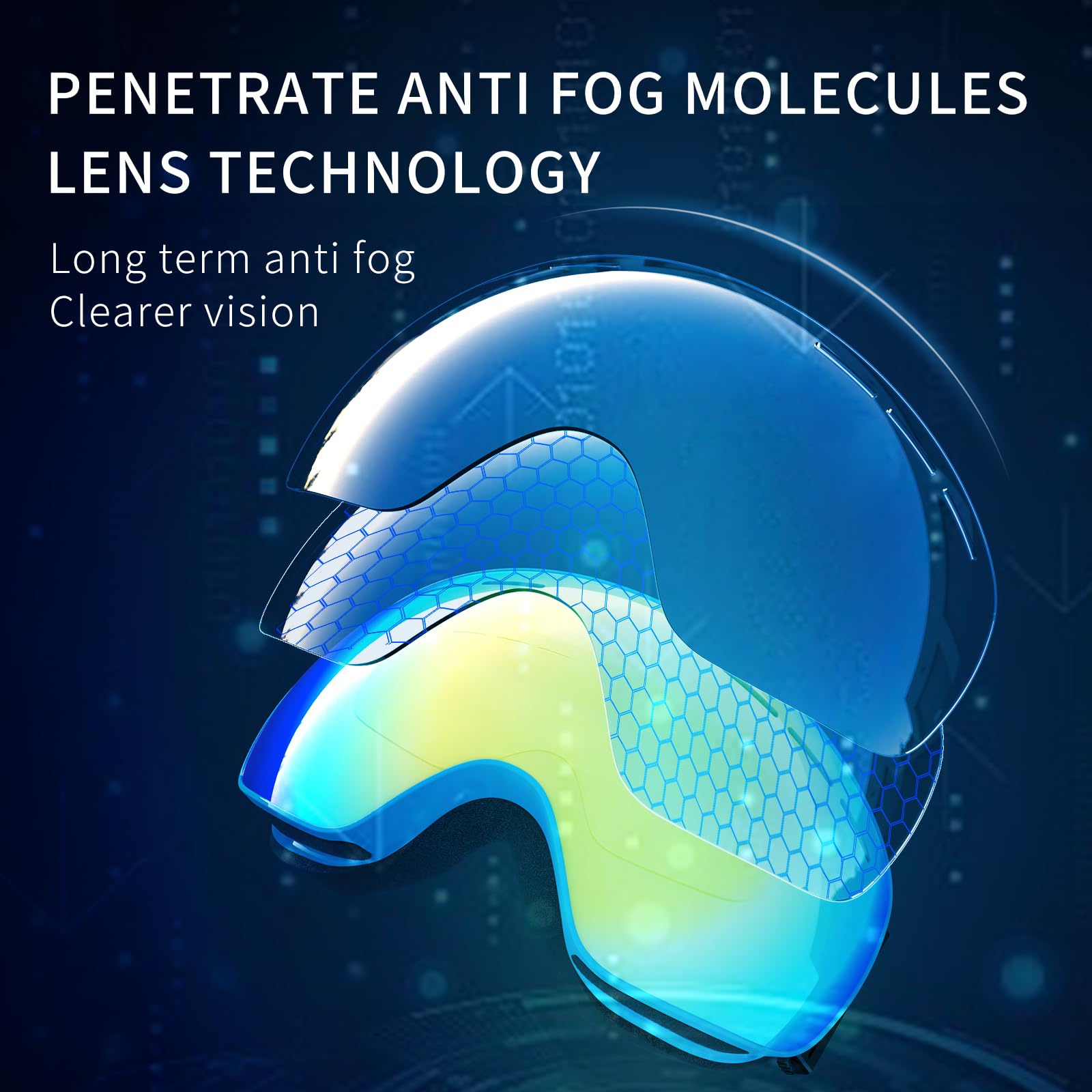 Whale Lunettes de ski OTG anti-buée sans monture pour homme, femme et jeune – Protection UV à 100 %
