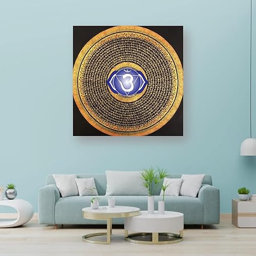 Miniatura 4 de Tercer ojo chakra mantra mandala budismo religión meditación cartel Buda decorativo lienzo arte de pared sala de estar dormitorio pintura 16 x 16