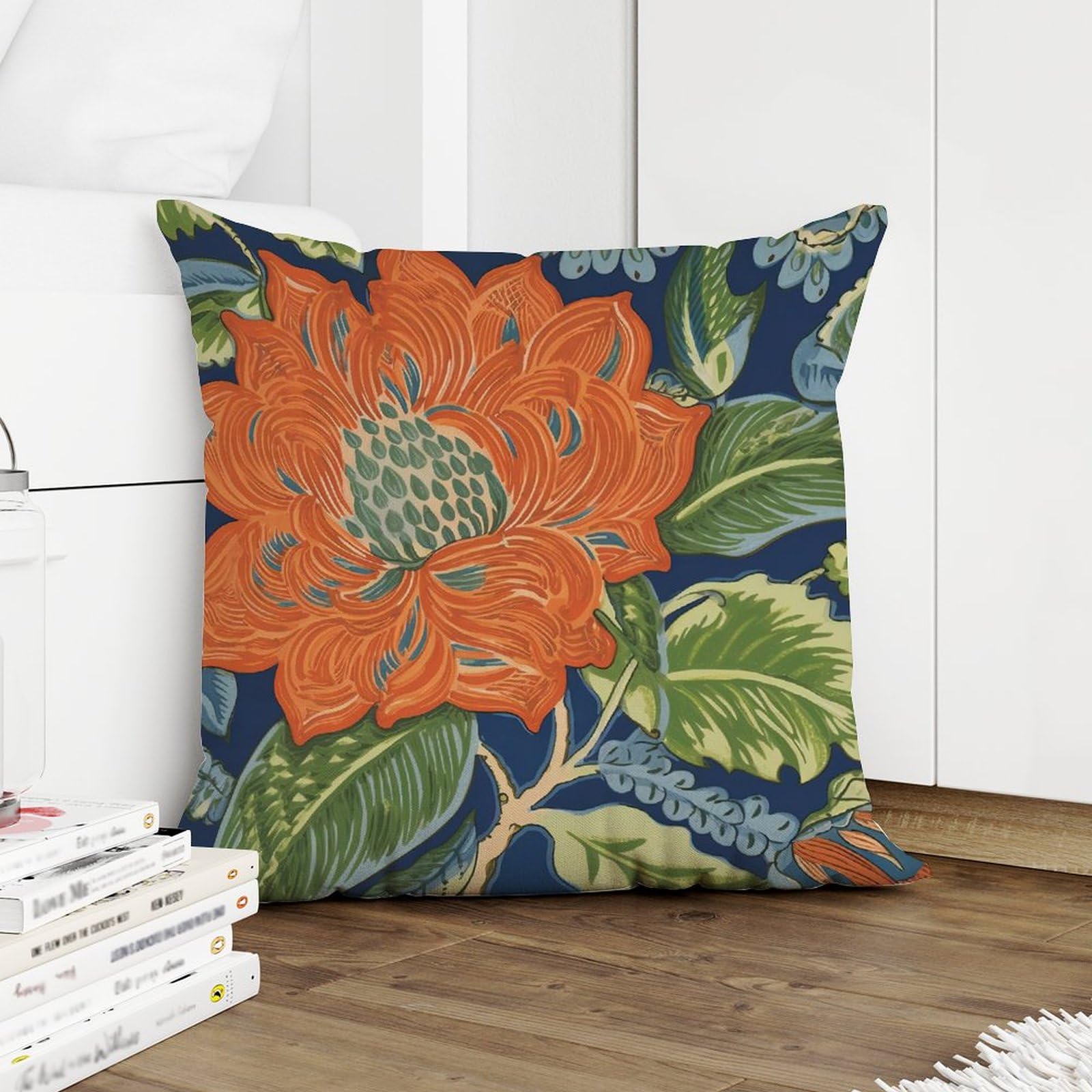 Federa Per Cuscino WONDERTIFY Con Fiori Di Peonia, 45x45 Cm, In Cotone E Lino, Gialla E Rossa, Per Divano E Camera Da Letto - 2
