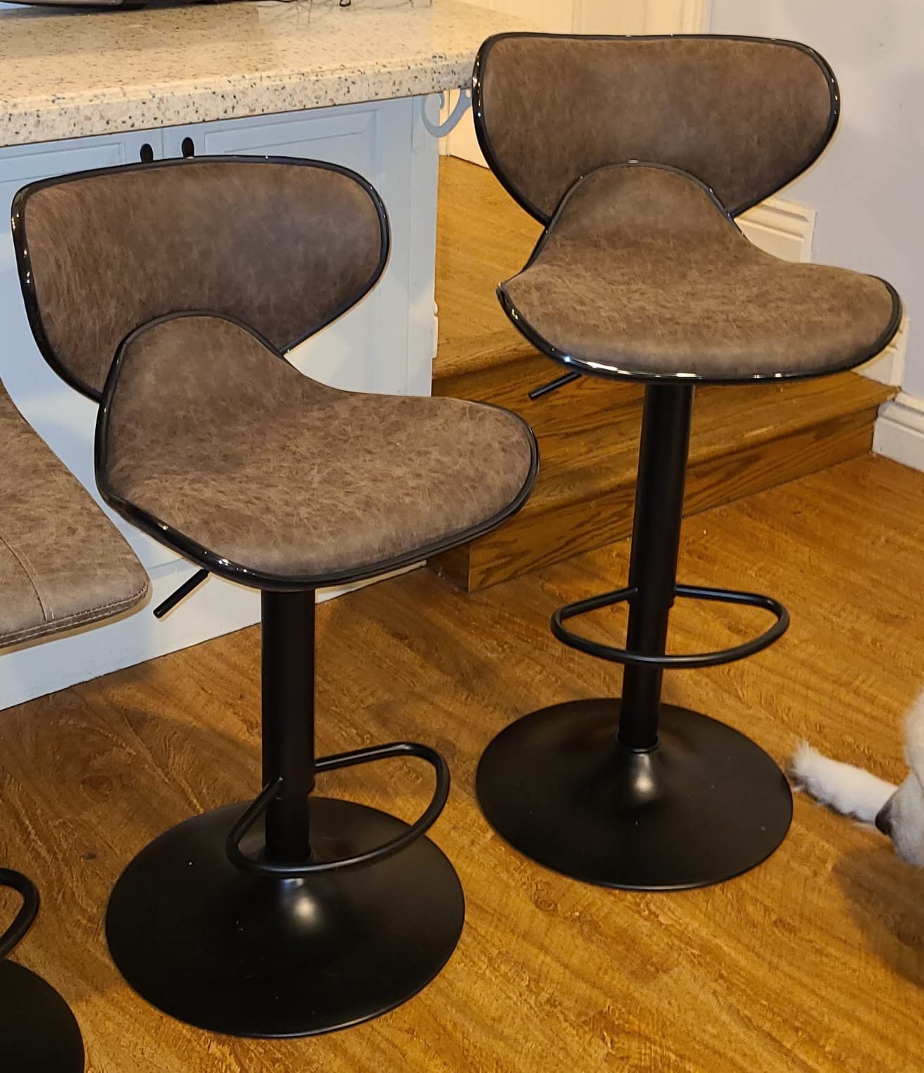 27/mo Finance HERA'S PALACE PU Leather Adjustable Swivel Bar Stools