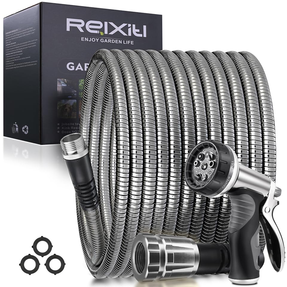 Non-Expanding Garden Hose 10FT – Flexible, Burst-Resistant, Anti-Kink, Lightweight & Durable for Outdoor Use(Grey 50FT)