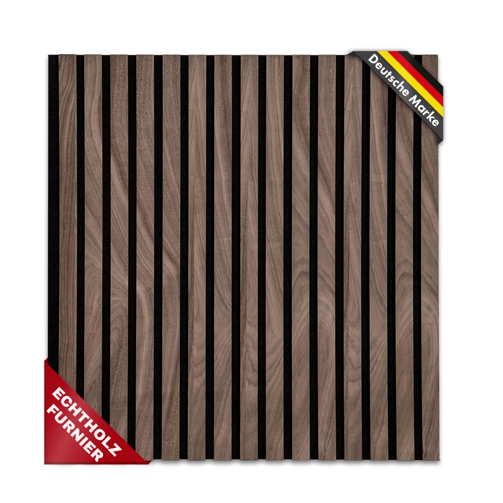 Floordirekt Black Walnuts (60 X 60 Cm) Acoustic Panels, Wall Panels With Real Wood Veneer For A Comfortable Room Acoustics, Slat Wall Wood And Felt, Wall Cladding As Sound Insulation, Sound Insulation (Black Walnuts (60 X 60