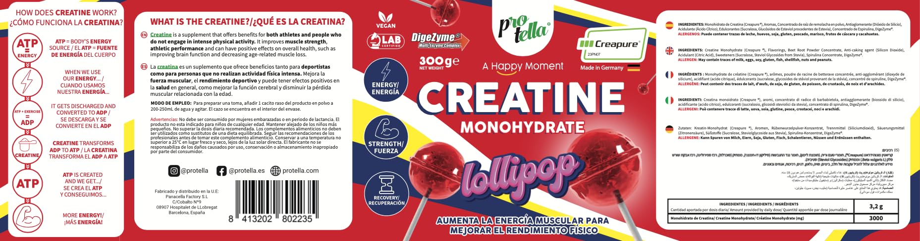 Protella - Creatina Creapure® Lollipop 300g