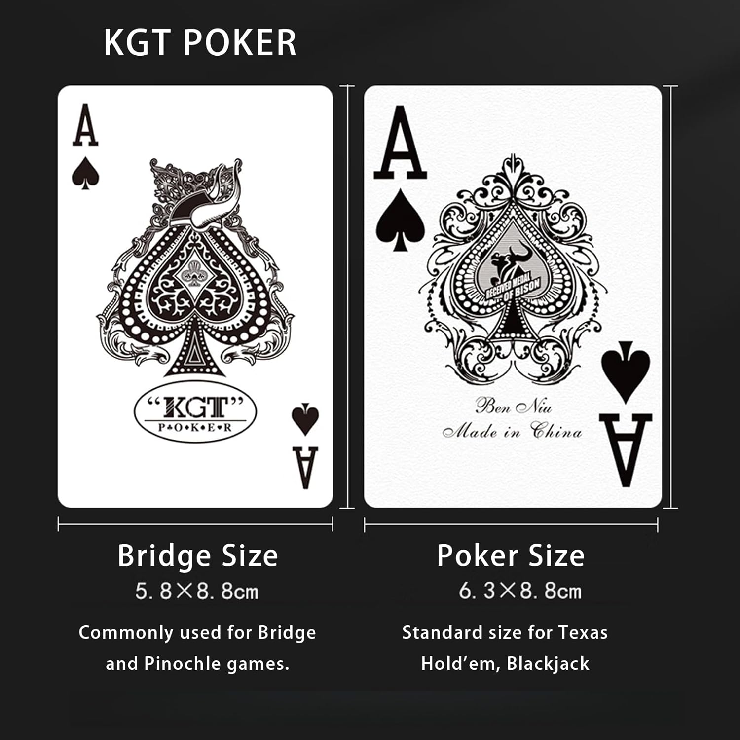 Ben Niu Double Sided Linen Finish Waterproof Plastic Playing Cards with case, Deck for Blackjack, Bridge, Euchre, Pinochle, Hearts & Spades, Casino Poker Cards, Gifts for Poker Players（ bee Blue ）
