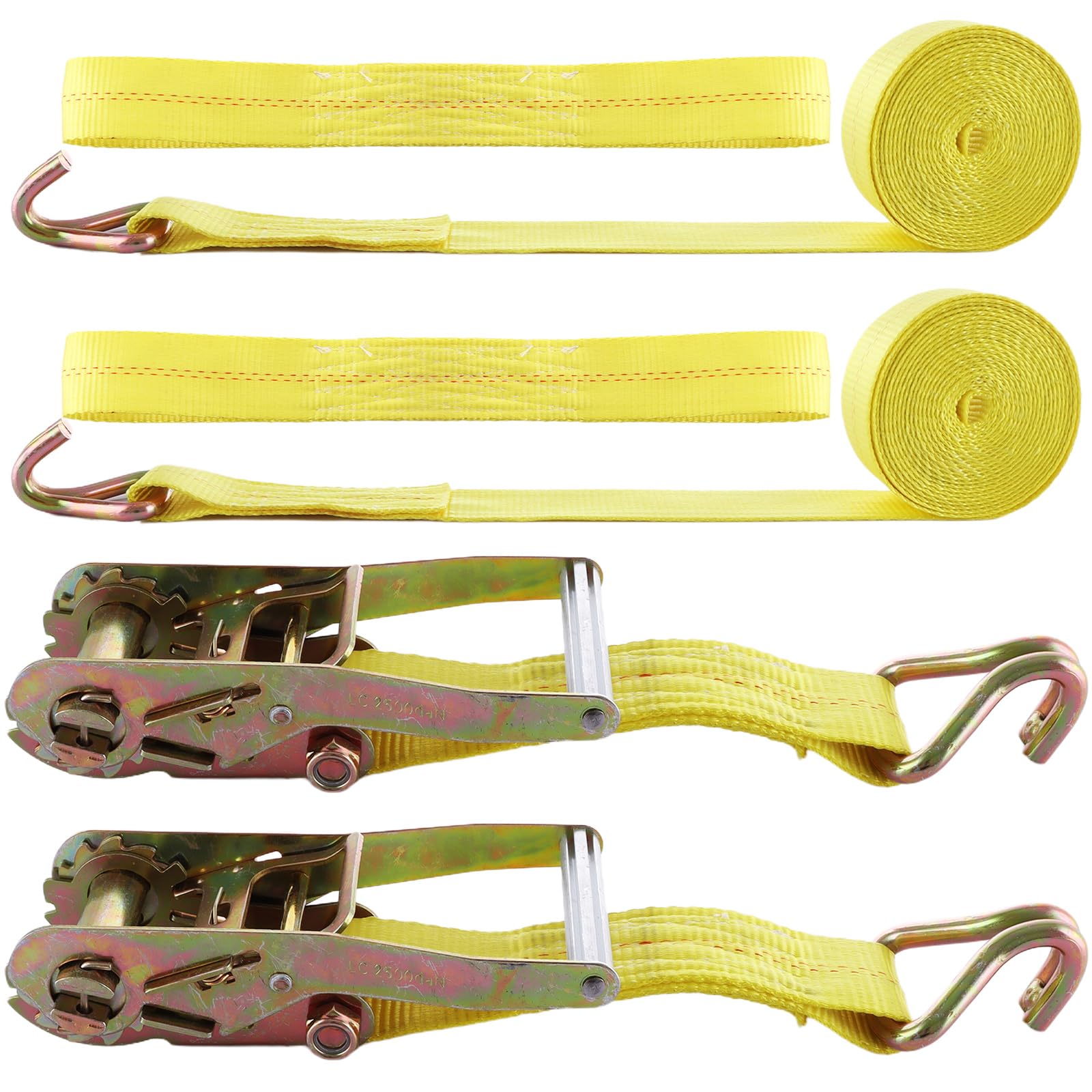 JMIATRY 4 cinghie a cricchetto resistenti con ganci, 5 m x 50 mm, con resistenza alla rottura di 4000 kg, cinghia regolabile a cricchetto per furgoni, moto, camion e rimorchi