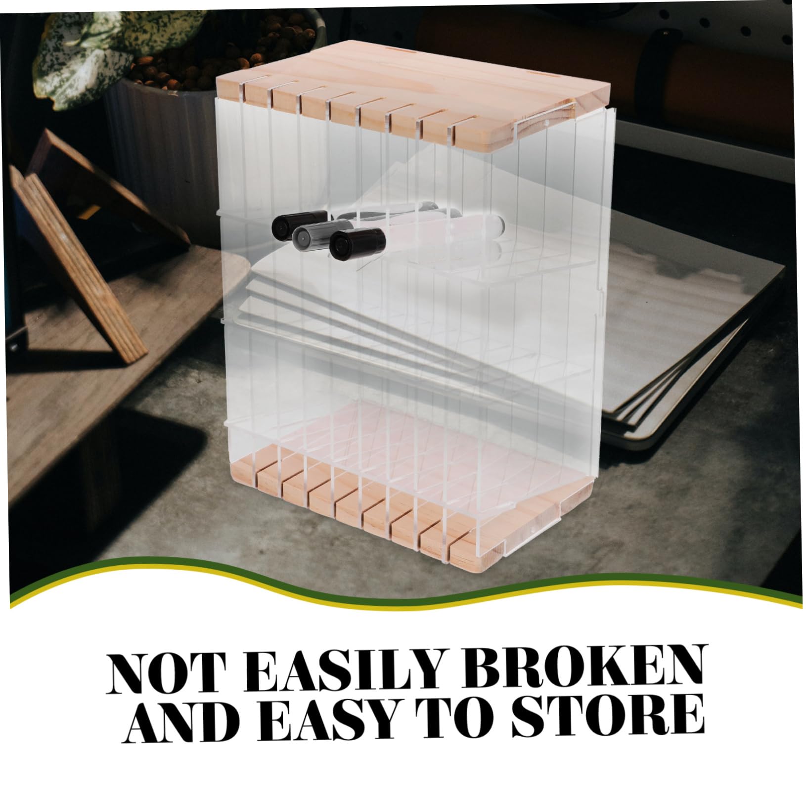 Organizer Da Scrivania in Acrilico E Legno Scomparti Multipli Per Penne E Cancelleria Pratico Portaoggetti Da Tavolo Per Ufficio E Studio