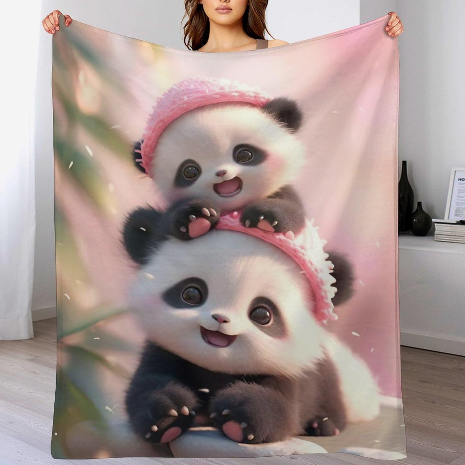 Couverture polaire panda contre le froid plaid lit en flannel réconfortant