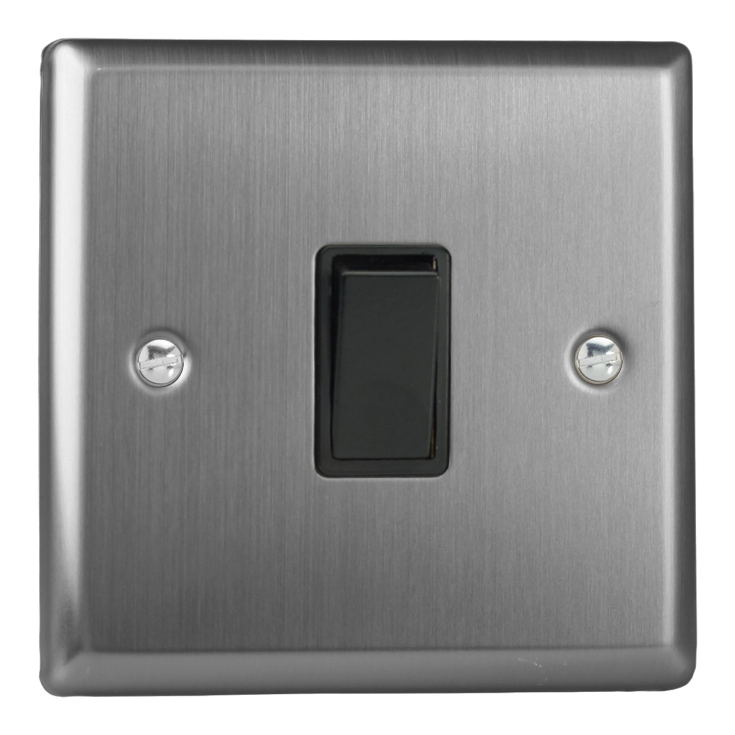 Varilight Single Rocker Light Switch Intermediate - Classic Brushed Steel With Black Rocker, XT7B