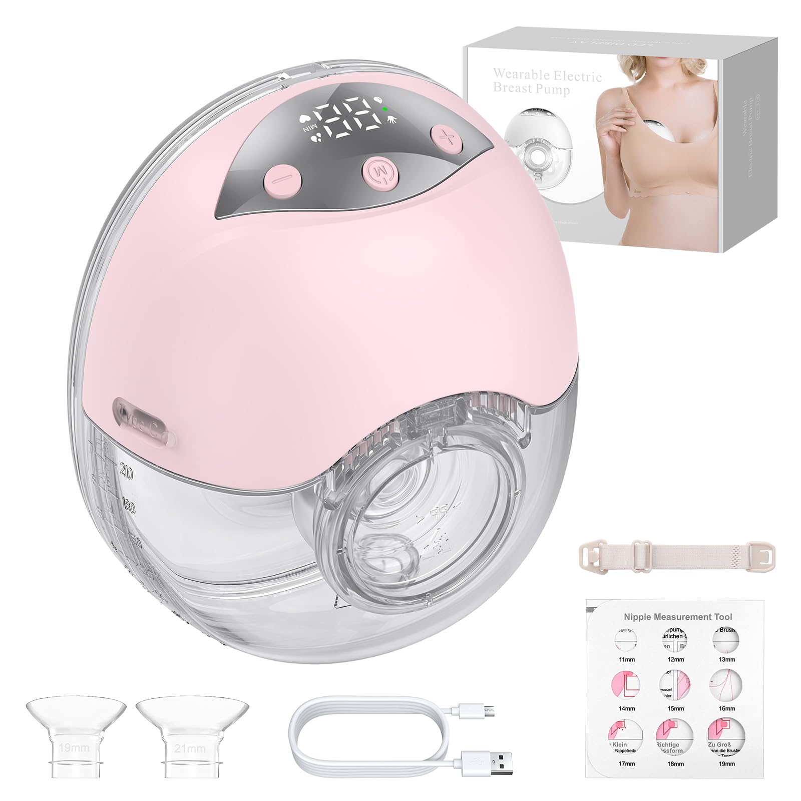 Tire-Lait Électrique Mains Libres, 210 ml, 4 Modes, Rose, 1 Pièce