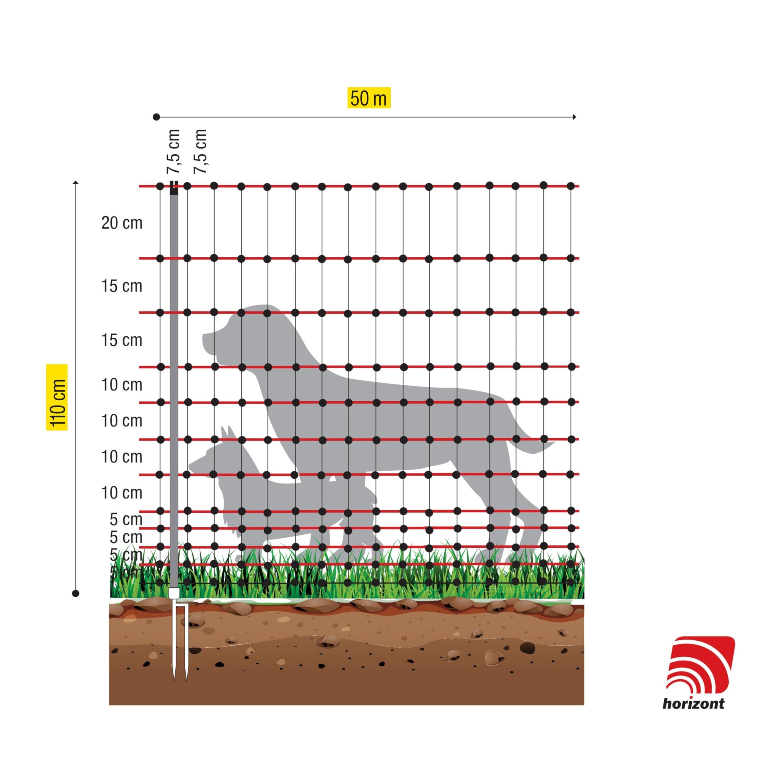 StrongLine 110 Recinto per cani elettrificabile 50 m 110 cm paletti fibra di vetro