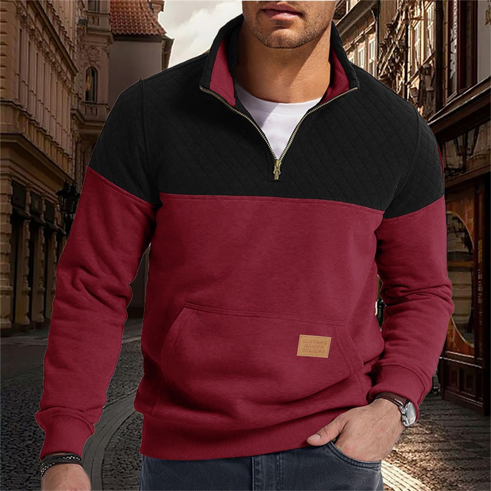 Ropa De Verano Hombre Sudadera Informal Manga Larga con Media Cremallera para Hombre, Otoño E Invierno Sudaderas Negras Gym Cortavientos Running Trabajo Anti Calor Men's Clothing Kit