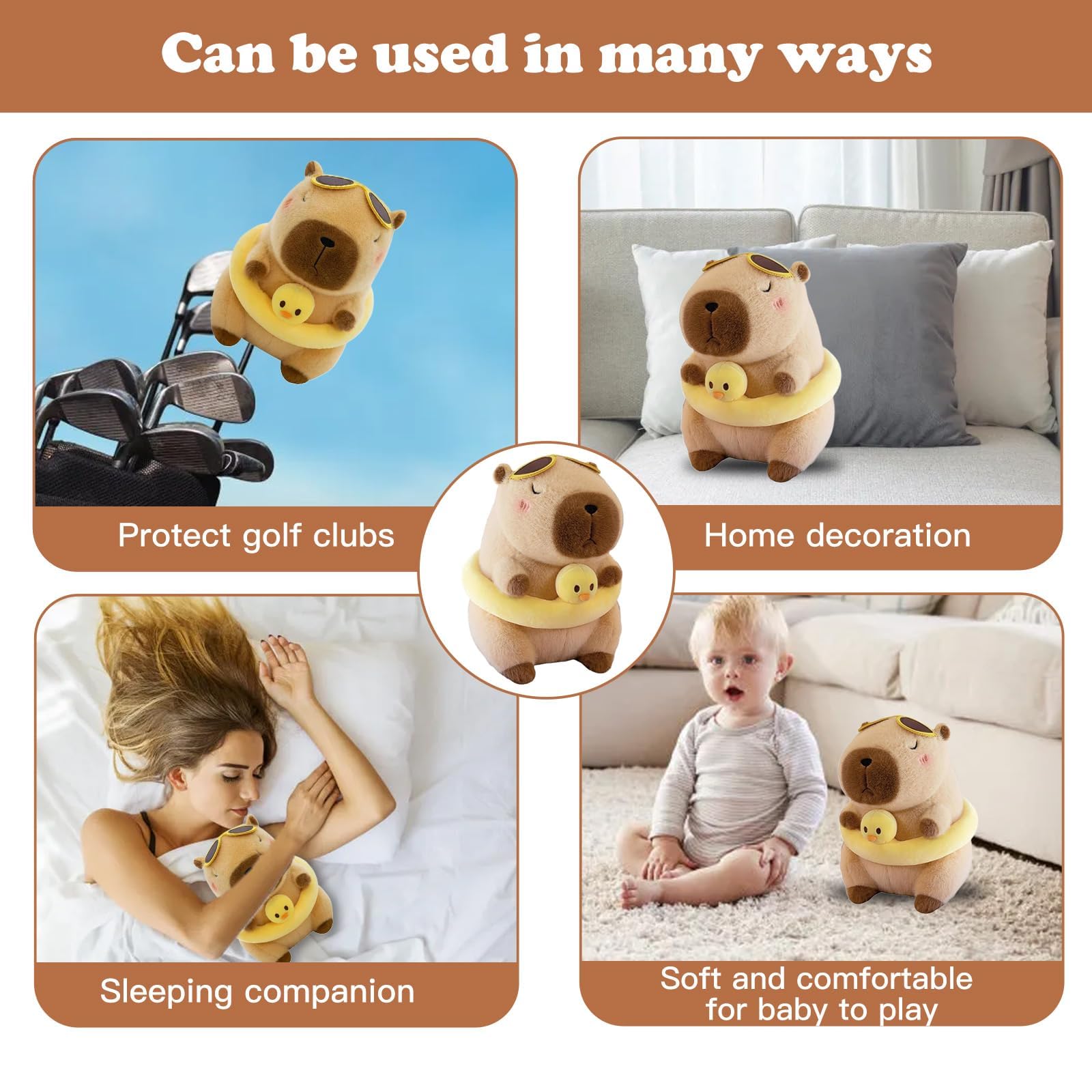 Fundas para Palos de Golf, Fundas Creativas de Madera para Cabezas de Palos, Palos de Golf híbridos/de Calle de Felpa Suave para golfistas Masculinos y Femeninos- Capybara
