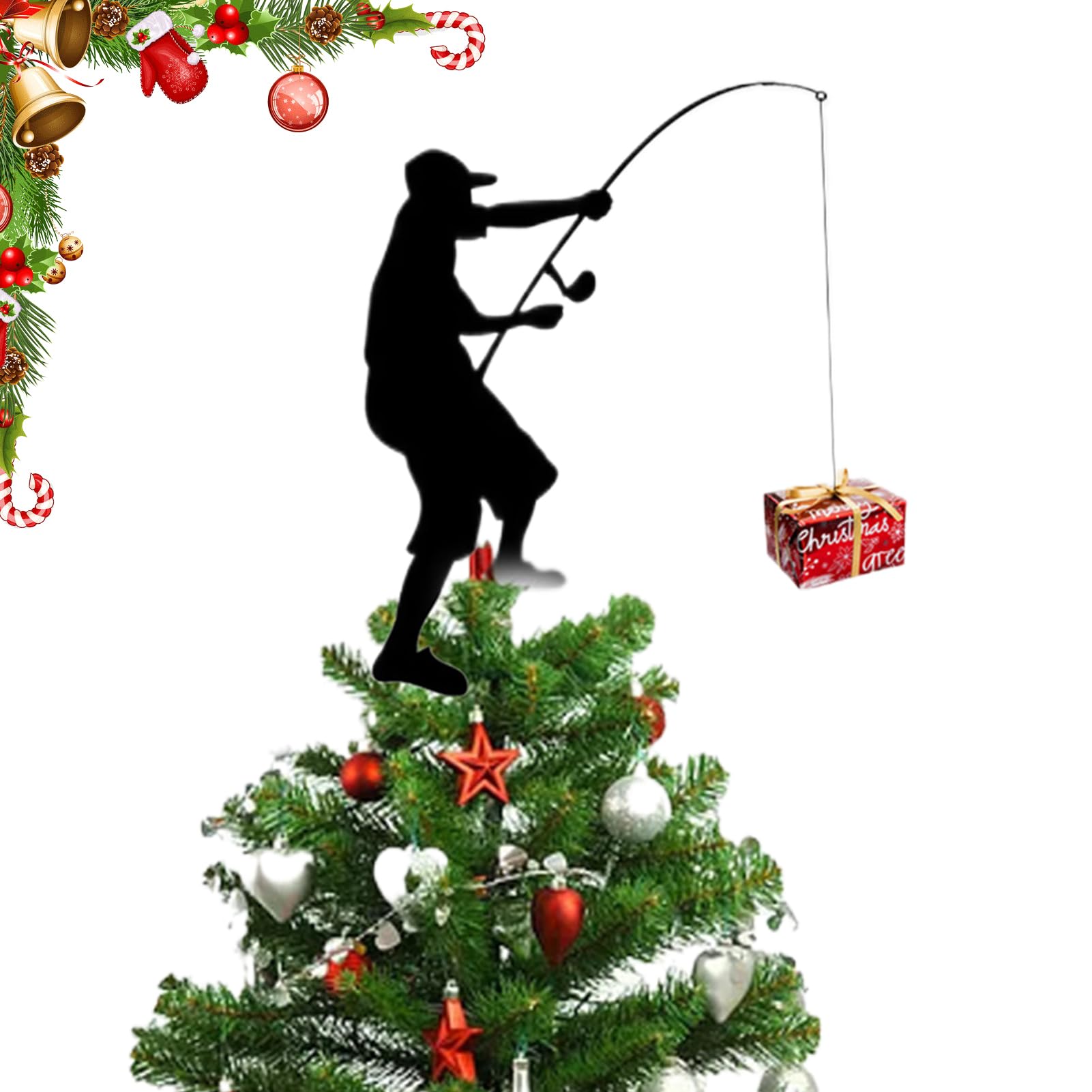 Decoración de árbol de Navidad con diseño de pescador para el hogar