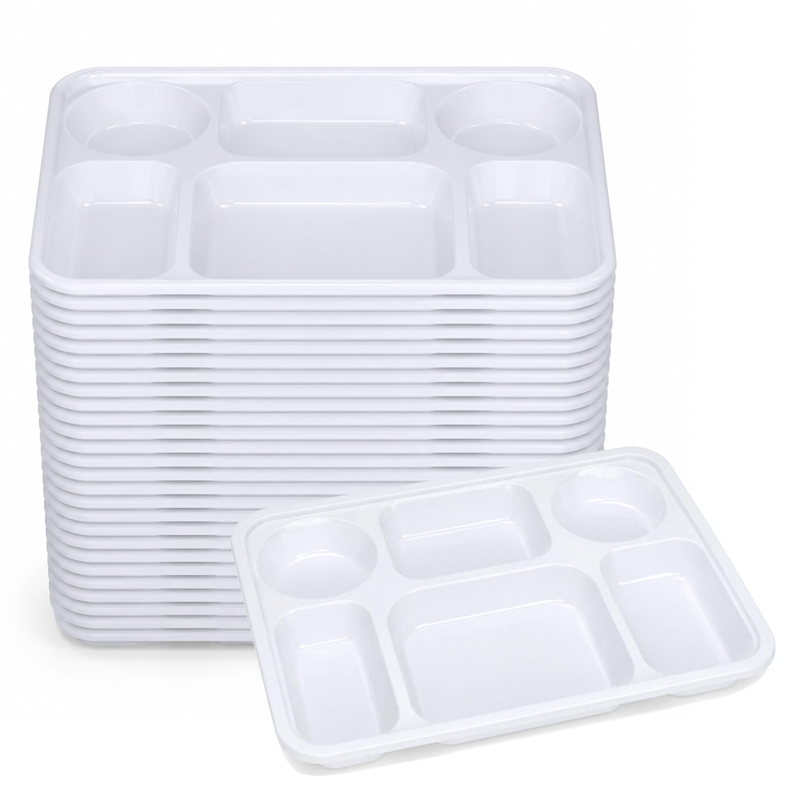 DID Piatti piani deluxe in plastica resistente, 6 scomparti, riutilizzabili, lavabili, per catering, feste, buffet, eventi, piatti alimentari, set di piatti per uso domestico (confezione da 50)