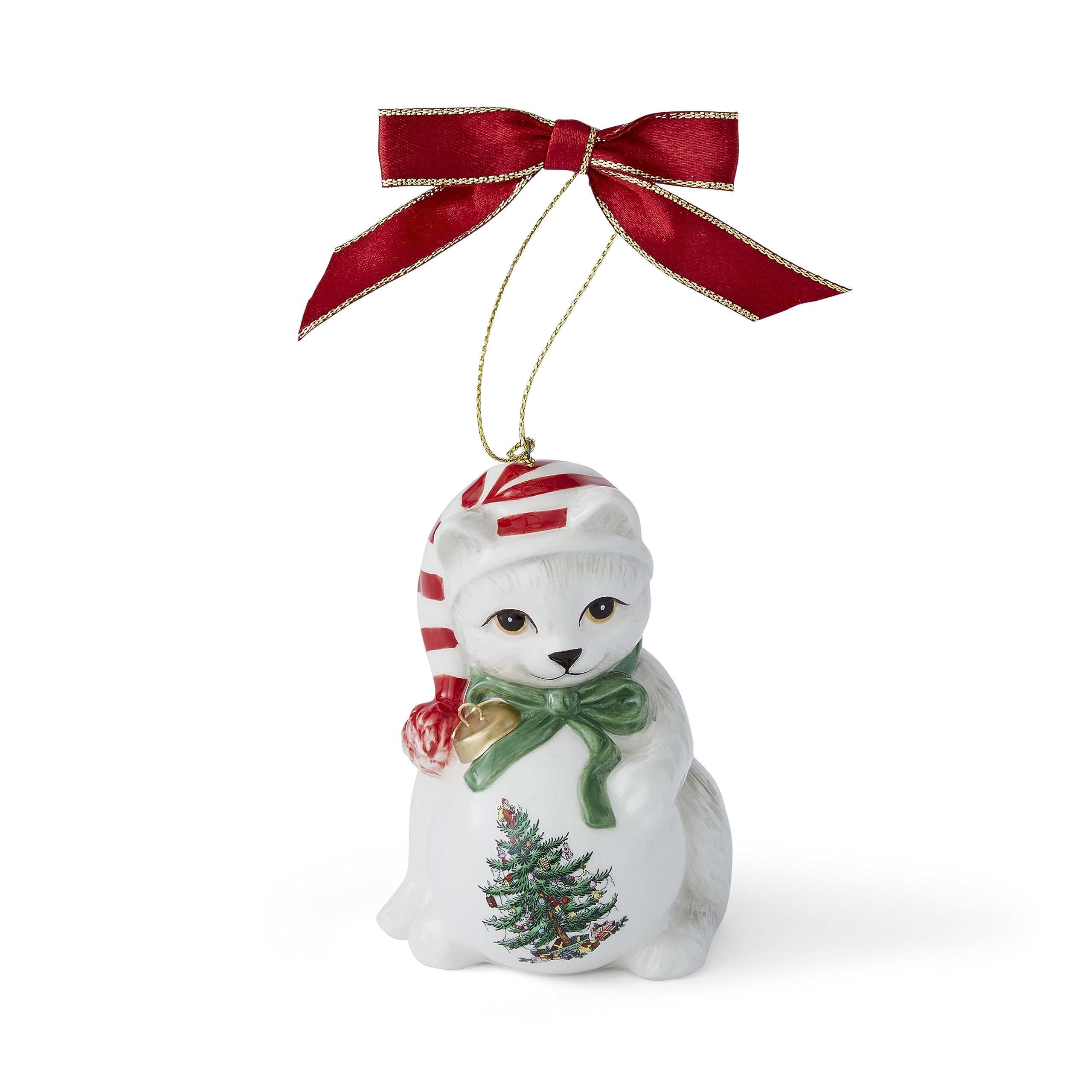 Christmas Tree Playful Kitten Ornament Single