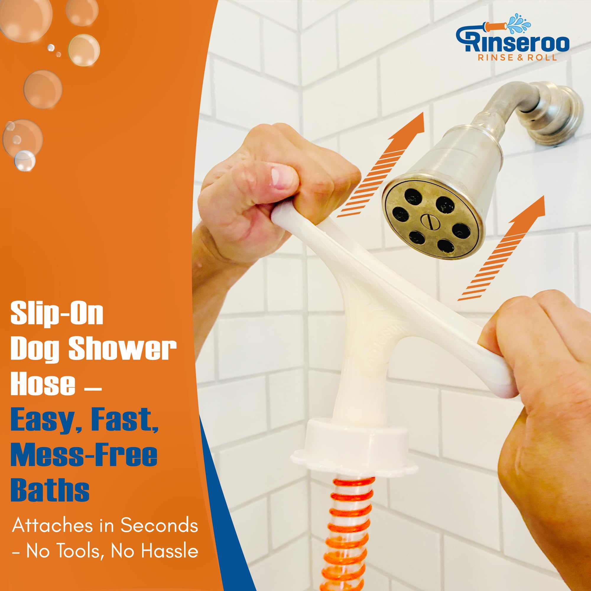 Rinseroo Dog Shower Attachment Hose – Slip-On Pet Sprayer with 6ft Hose – No Tools Handheld Dog Bathing & Grooming Shower Head for Easy Pet Baths, Seniors & RV Use - image 2