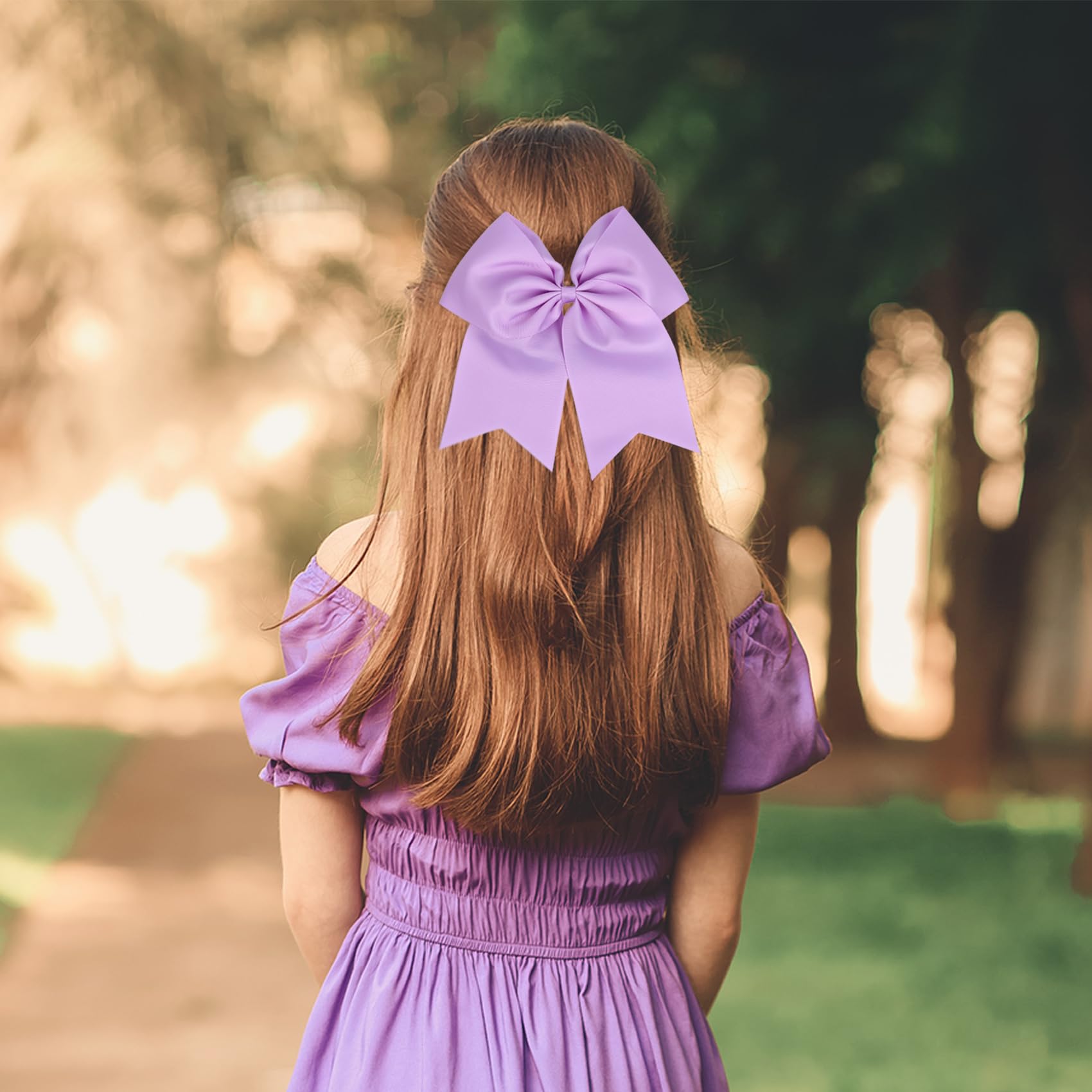2 Pack Large Hair Bows for Women & Girls - 8 inch Purple Hair Ribbon Bow Clips - Image 4