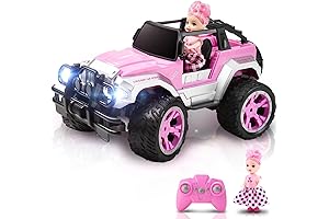 Carox Barbie Car Remote For Girls: 160 Mins Pink RC Car with Doll and Sticker