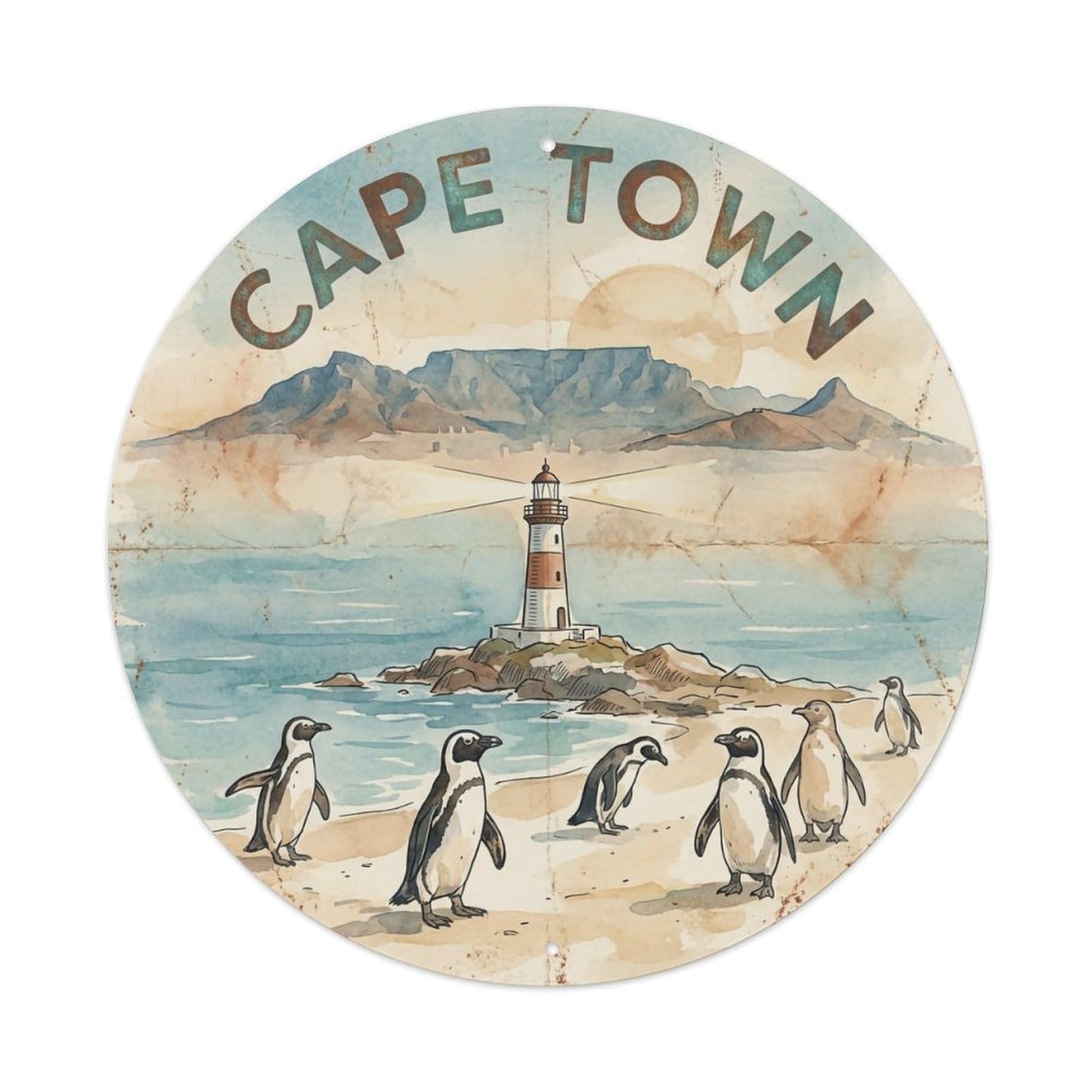 Este 8X8inch Style Vintage Travel South Africa Cape Town Metal Tin Sign