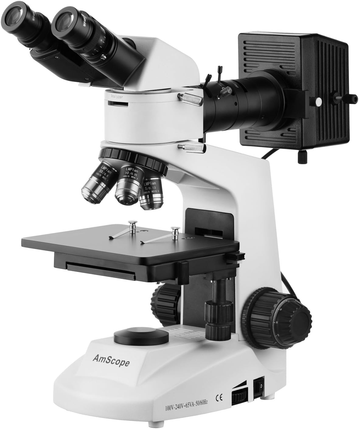 AmScope ME320BPZ 50X500X Binocular Metallurgical Microscope with