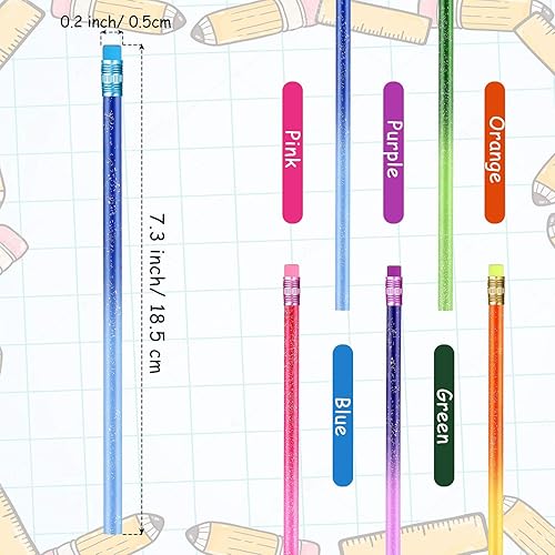 Miniatura 3 de Zonon Lápiz metálico con purpurina que cambia de color con borrador, lápices de madera que cambian de color, termocrómicos para premios, regalos de