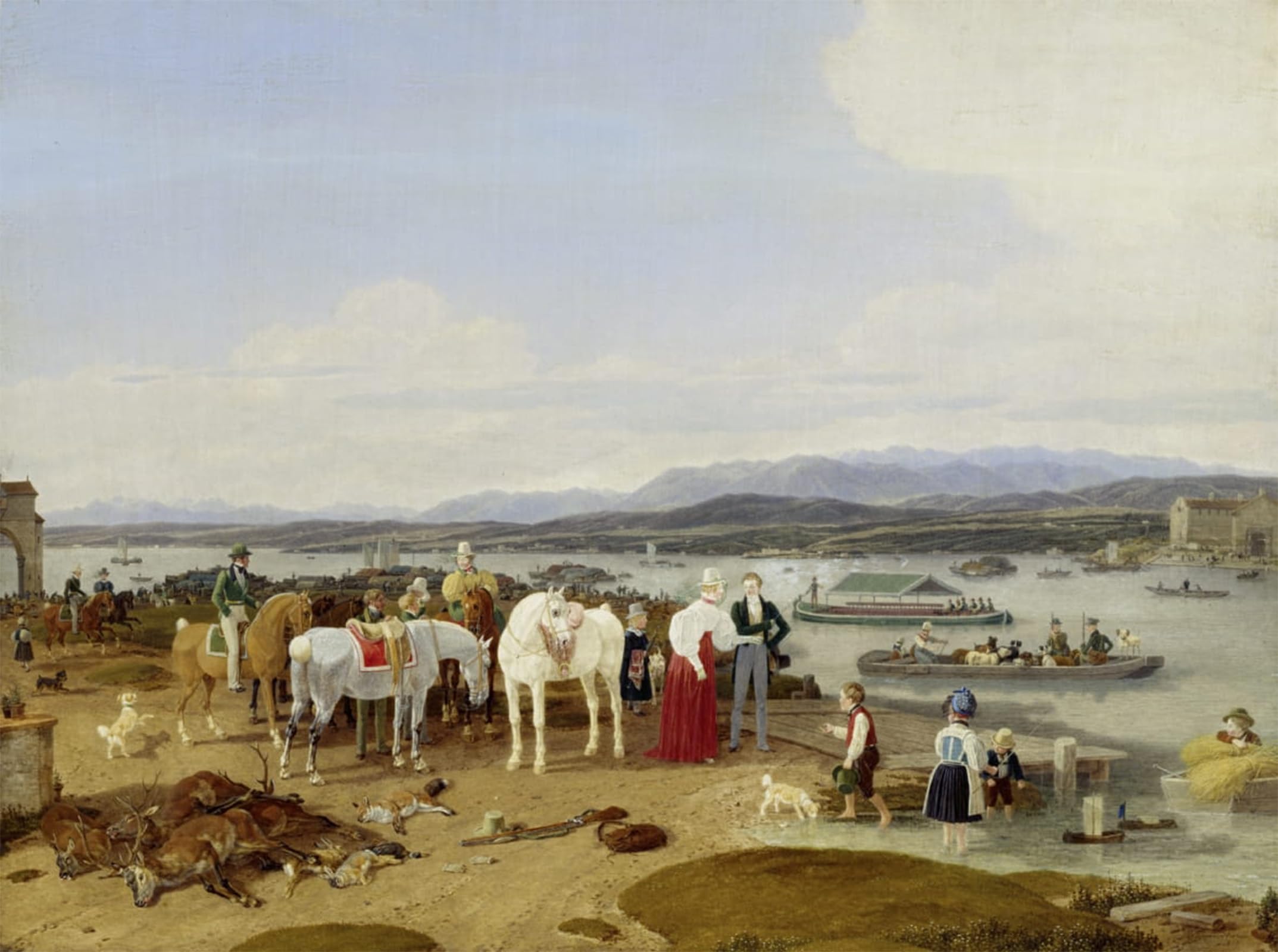 ARTXLXXBN Famous Print Painting Colorful Art Print After the Hunt At Lake Constance by Wilhelm Von Canvas Art Decorations for Home Decor 60x90cm