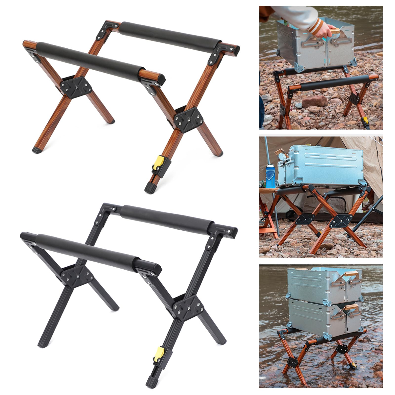 Laikoutd Portables Folding Organizers Rack High Strengths Aluminum Ice Bucket Stand for Camping Fishing and BBQs