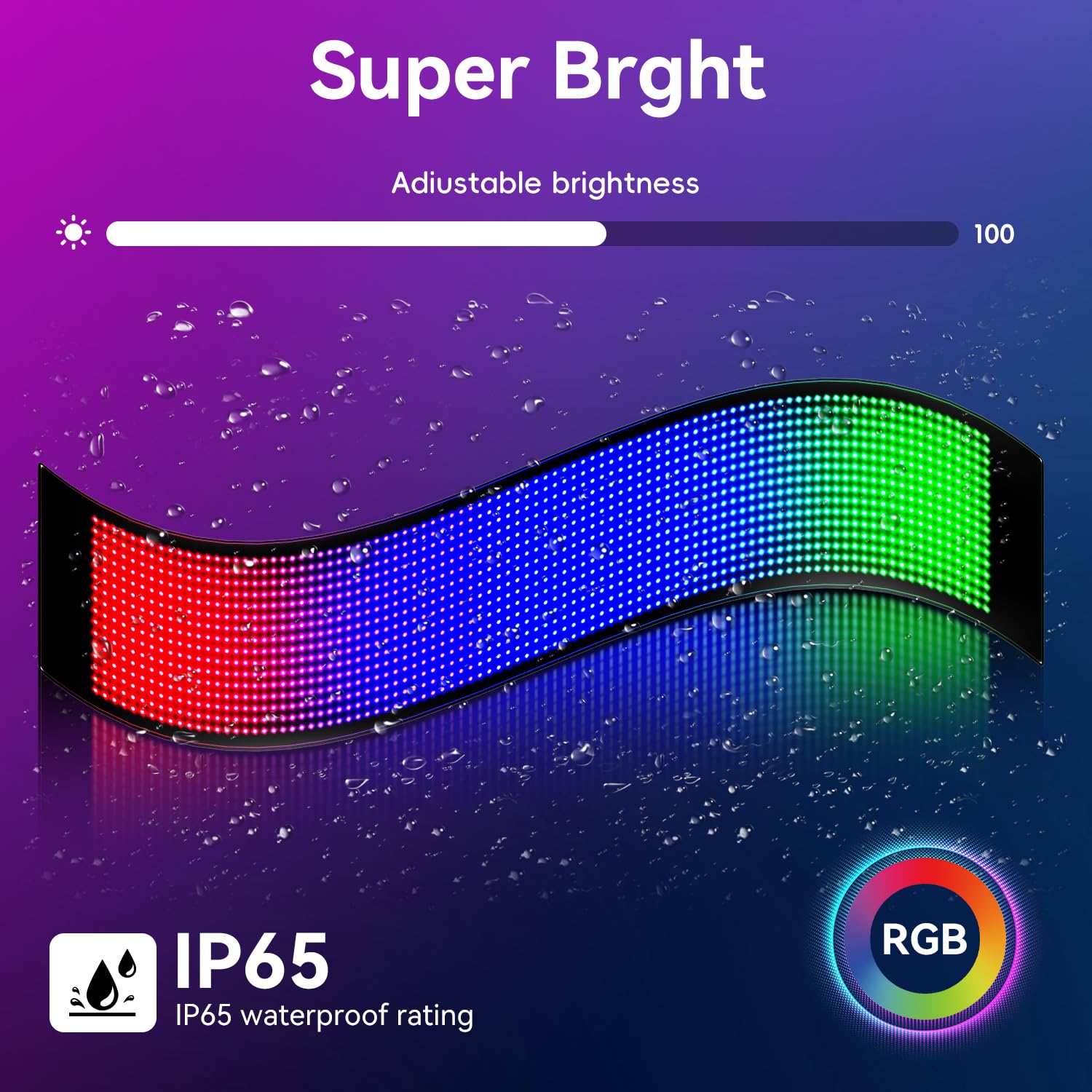 Znaki LED dla biznesu, aplikacja mobilna do programowania tekstu przewijany wyświetlacz LED, 195,6 x 20 cm, odpowiedni do: sloganów reklamowych okiennych/znaków sklepowych/ścian wewnętrznych/sloganów