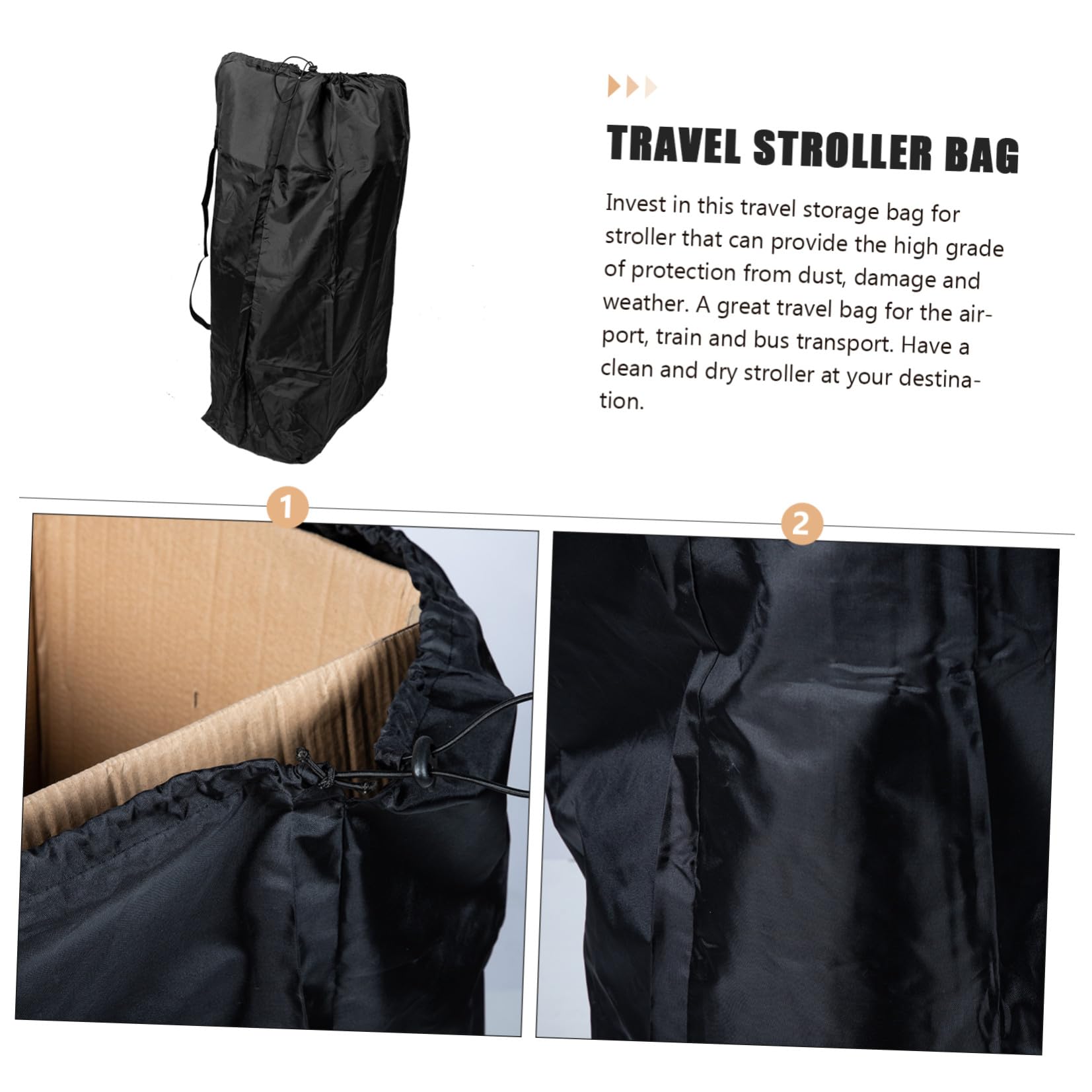 Borsa da Viaggio per Passeggino e Chiusura Regolabile Doppia Tracolla e Pratico Organizer Nero in Nylon per Viaggi in Aereo per Passeggini Compatibili