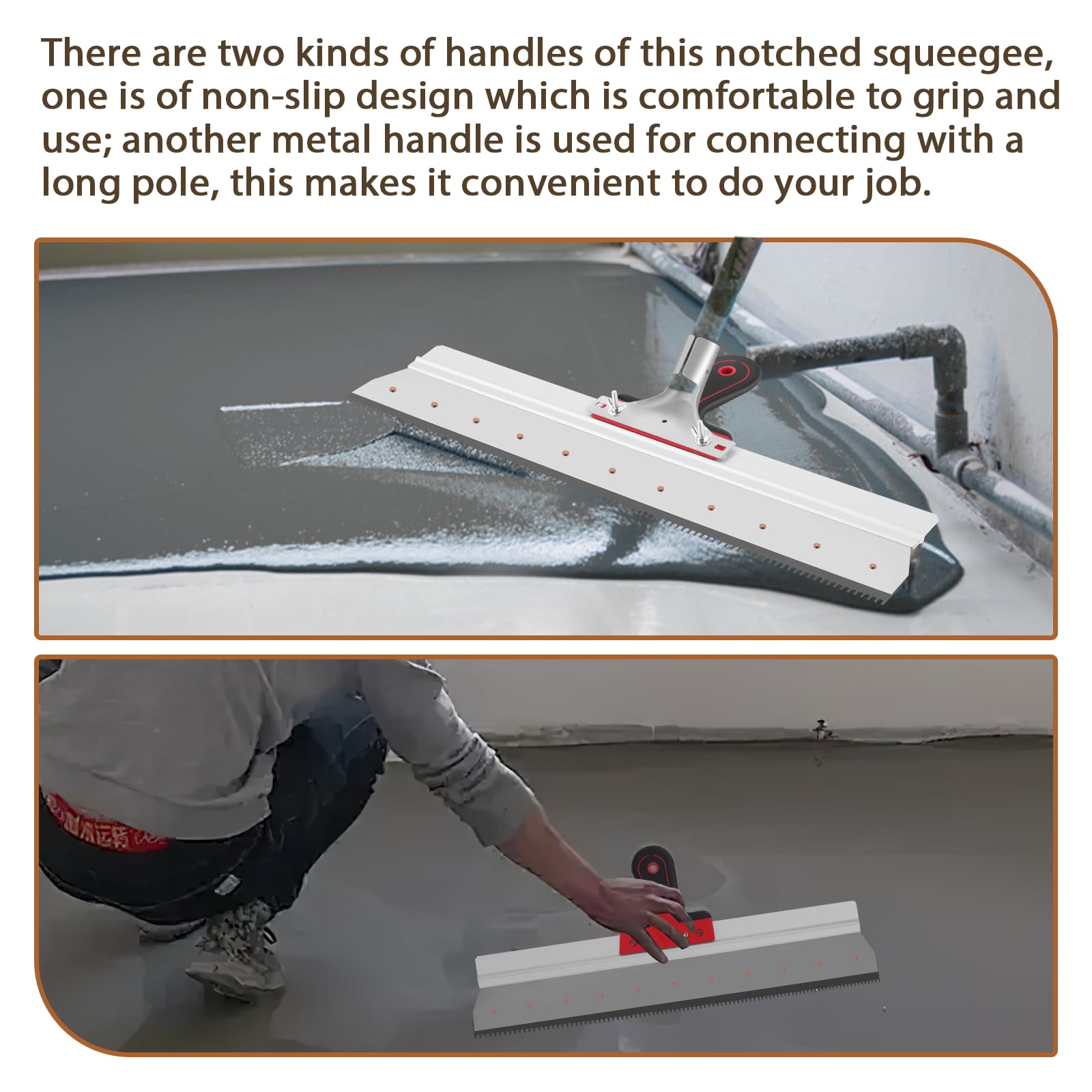 16 Inch Epoxy Floor Squeegee With 0.16" Notched Teeth - Professional