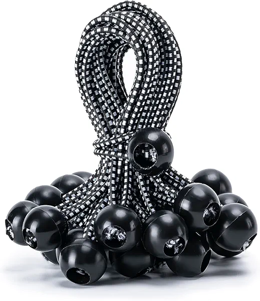 30 Pack Ball Bungee Cord, 6 Inch Heavy Duty Bungie Cord Balls Canopy Tarp Tie Down Bungee Balls for Camping, Tents, Cargo,Holding Wire and Hoses, Patio Umbrellas, Awning (Black)