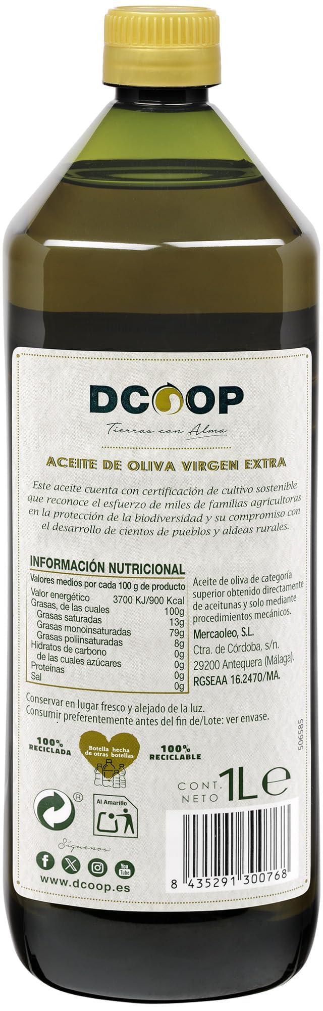 Aceite de Oliva Virgen Extra DCOOP 1 Litro Botella PET